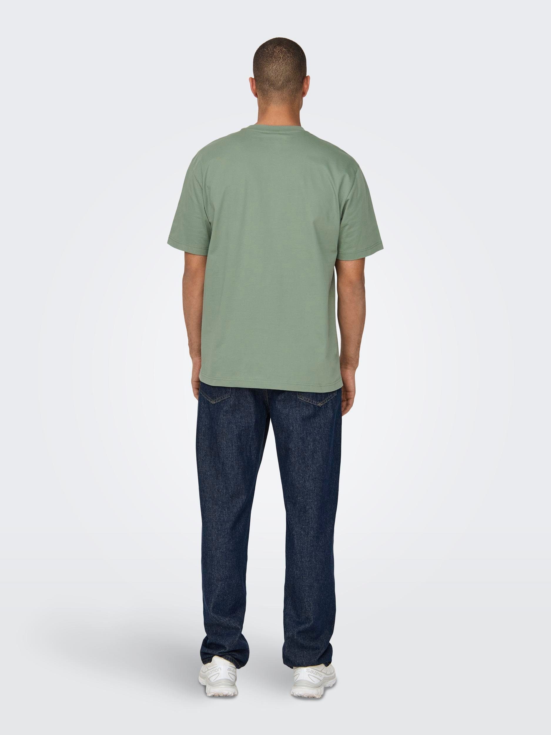 SONS Green Rundhalsshirt ONLY ONSFRED & SS NOOS TEE LIFE Hedge RLX