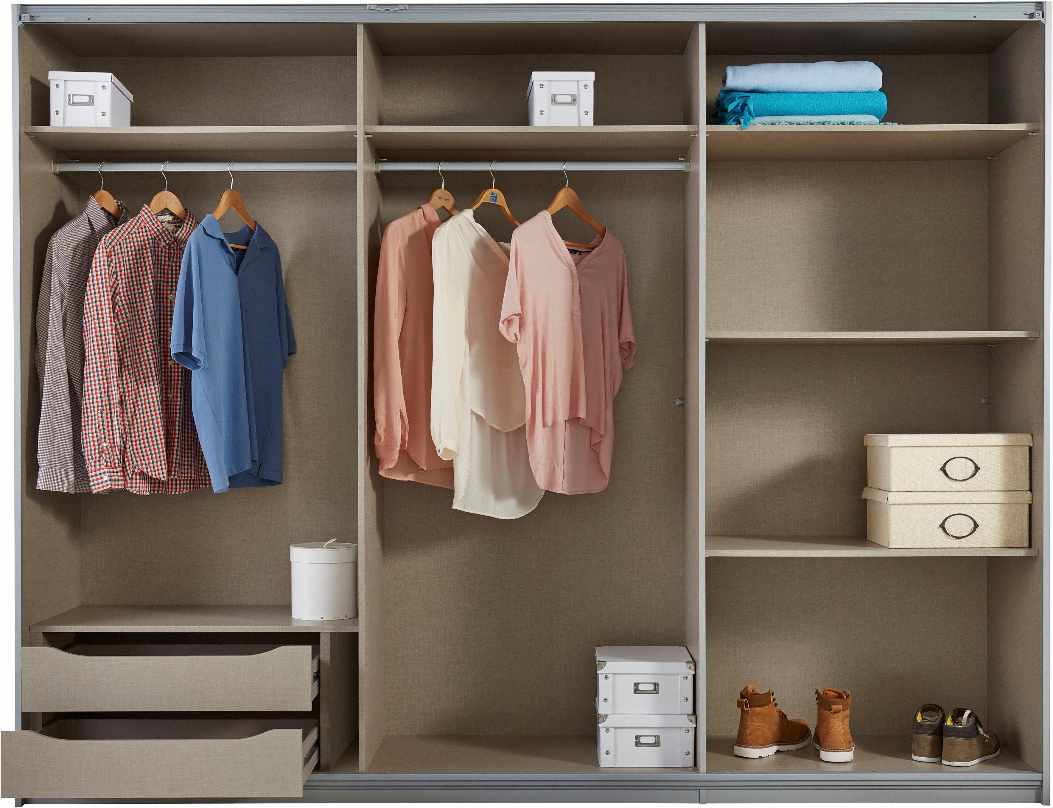 Schwebetürenschrank DOBENE 270cm breit - Innenansicht