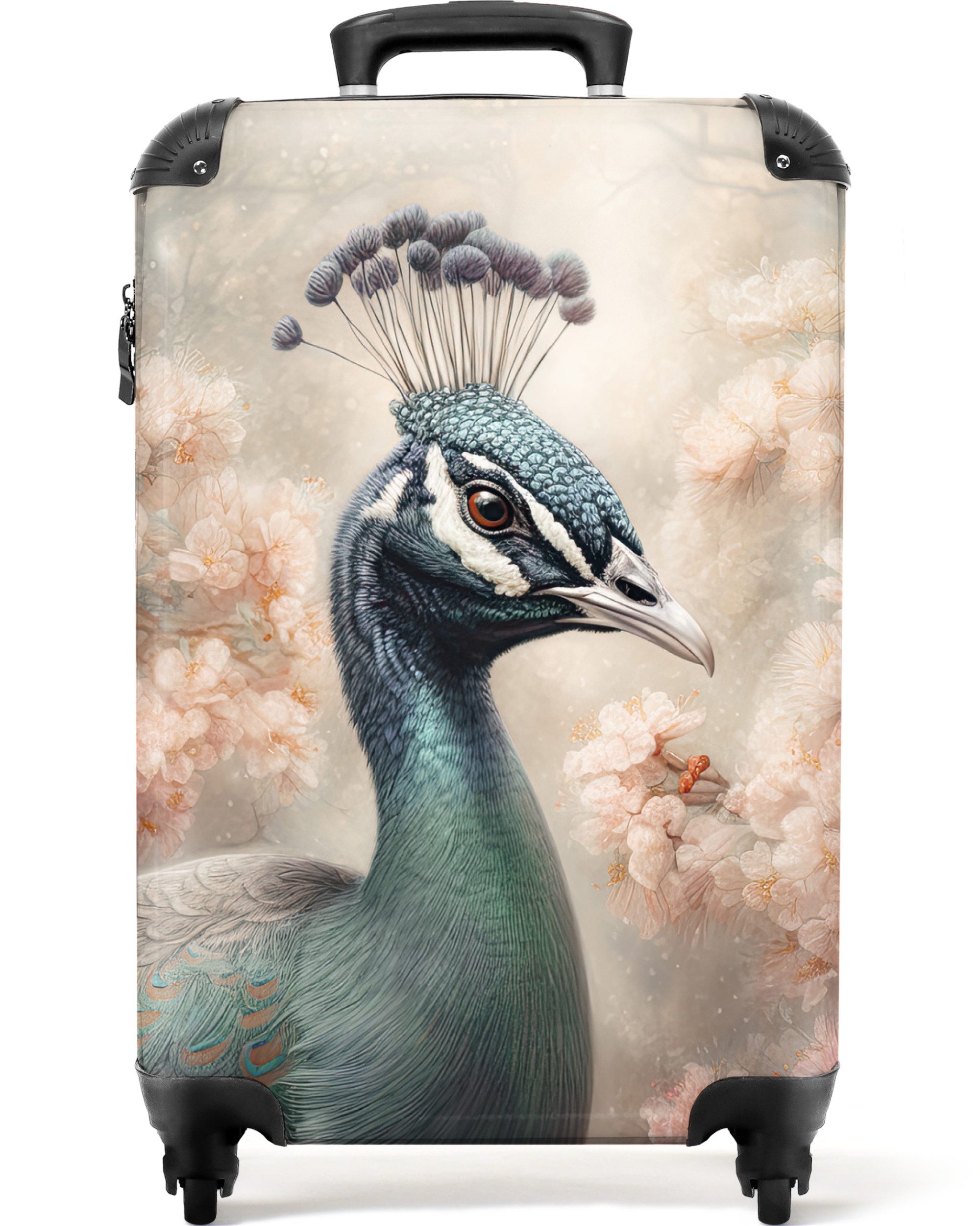 NoBoringSuitcases.com© Hartschalen-Trolley Pfau - Vögel - günstig online kaufen