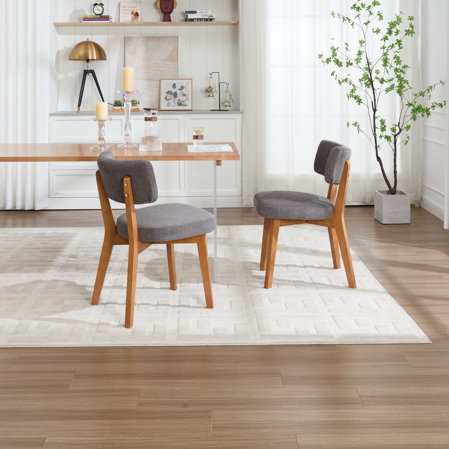 ANYSUN Esszimmerstuhl 2er Set mit gepolstertem Sitz & Holzbeinen., 77cm hoch, mit gepolsterter Rückenlehne, bis 200 kg belastbar – Bild 4 von 5