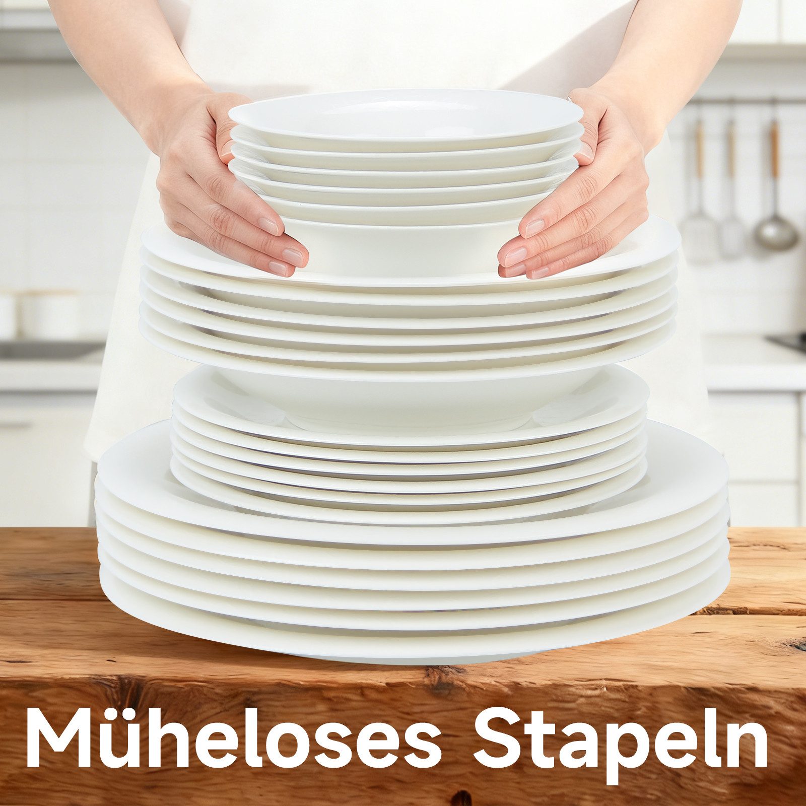LB LICHTENBERG Tafelservice Geschirrset,Essservice aus Porzellan,Aufwendige Gestaltung, (24-tlg), 6 Personen, 24-Teiliges Fur 6 Personen