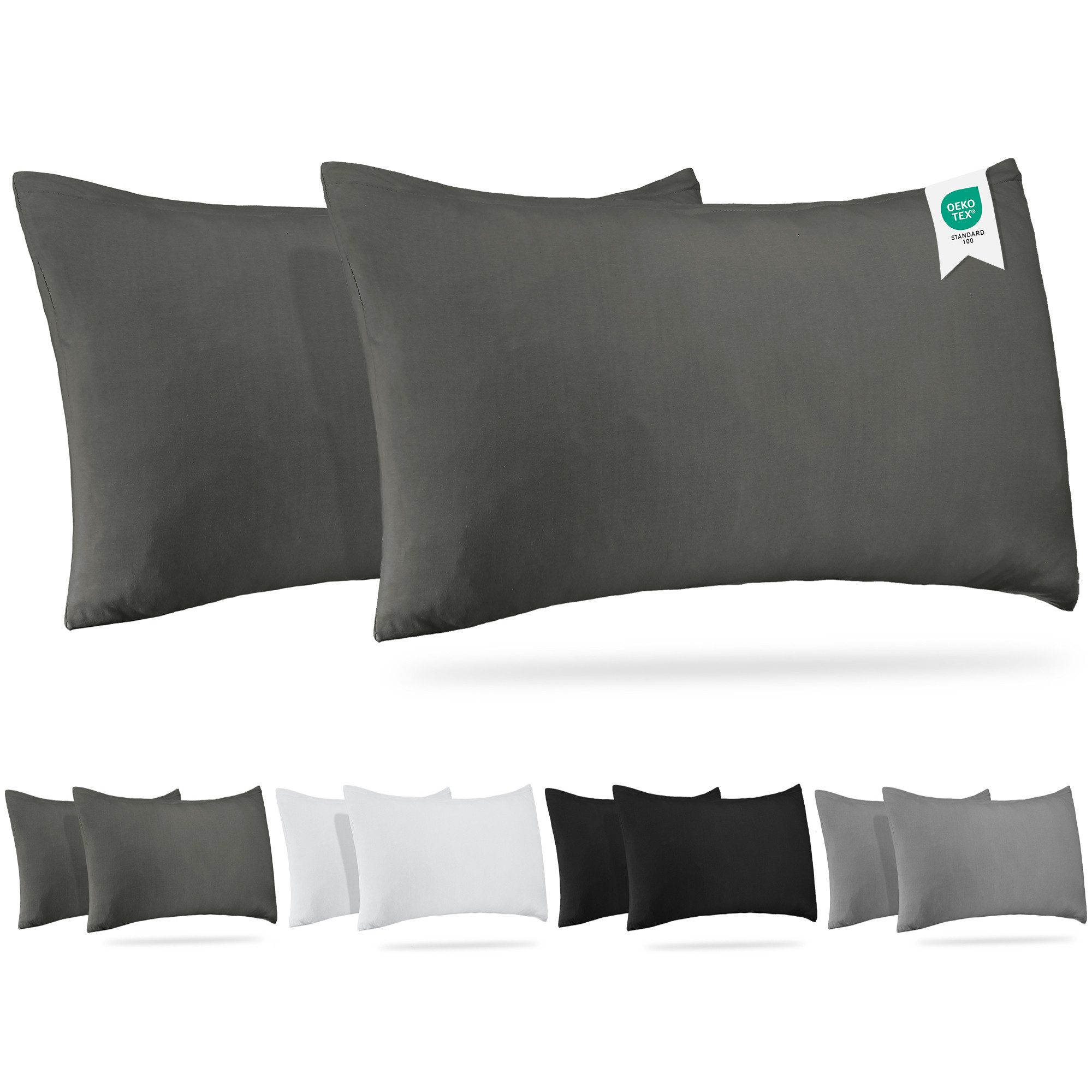 BARBONS Kissenbezug 100% Baumwolle Kissenbezug, weiche Kopfkissenbezug, Kissenhülle, (2 Stück), 165 g/m², Jersey