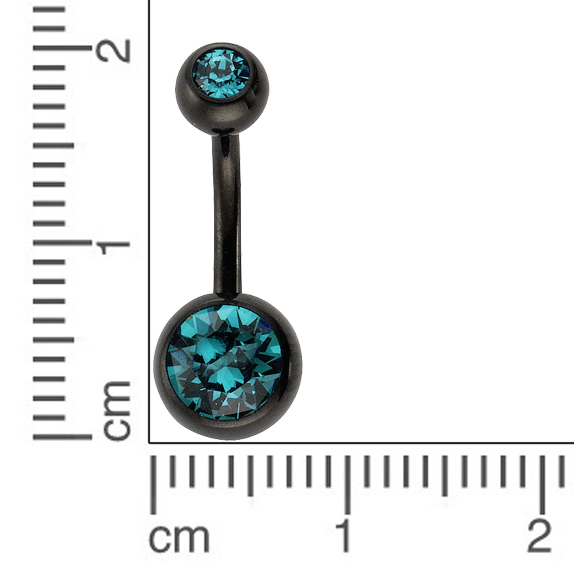 blau Chirurgenstahl Zeeme 316L Kristall Bauchnabelpiercing schwarz