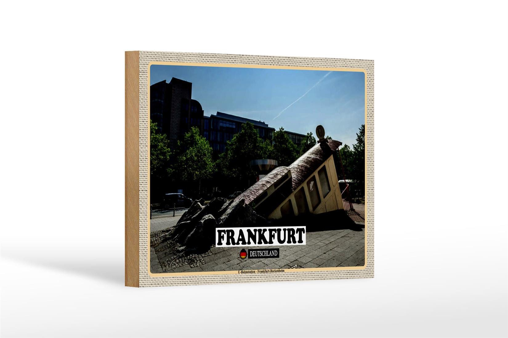 Femer GmbH Holzbild Städte Frankfurt U-Bahnstation Bockenheim 18x12 cm, (1 St), Glatte Holzfaserplatte (MDF), vorn beschichtet
