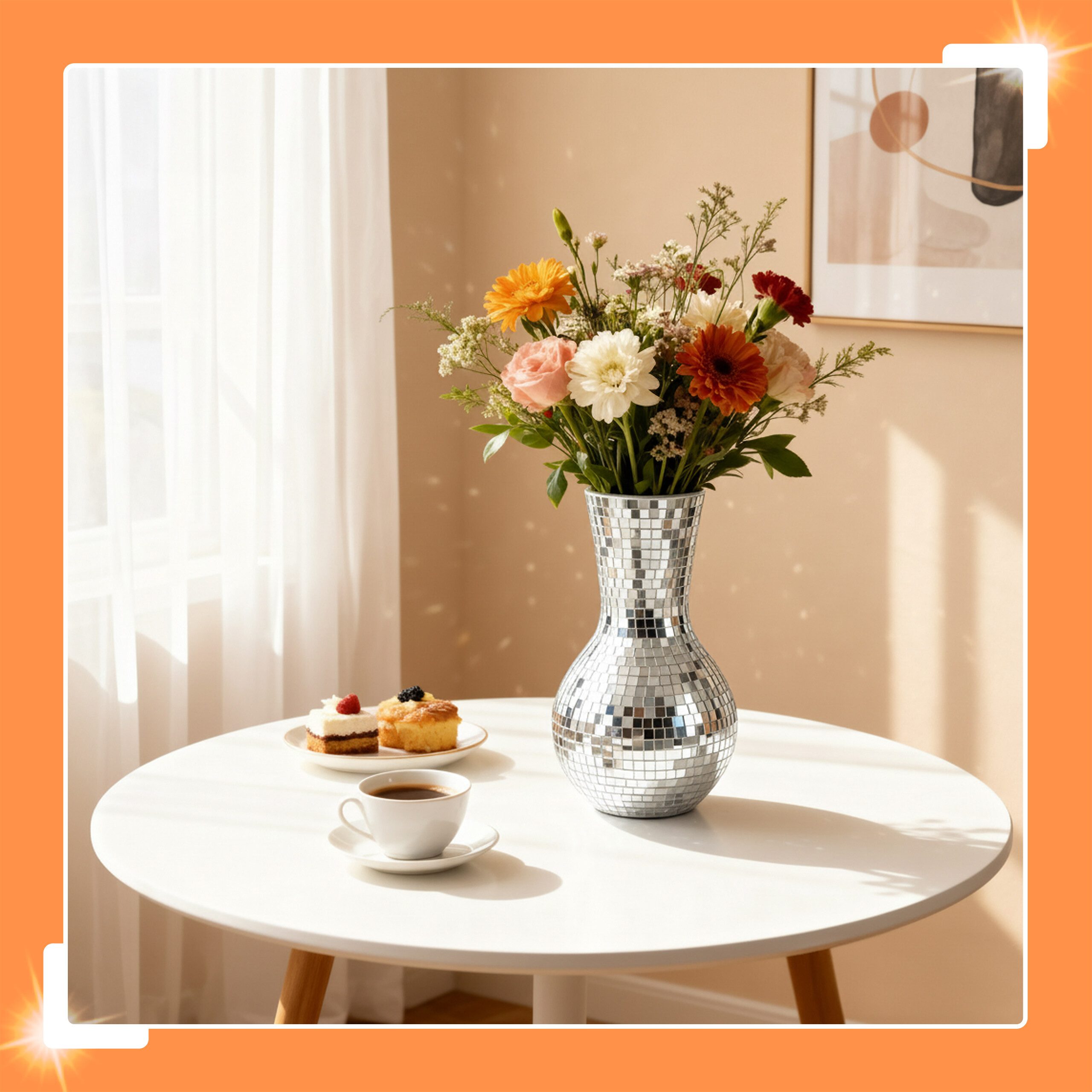 relaxdays Tischvase Disco Vase mit Spiegelglas 28 cm günstig online kaufen