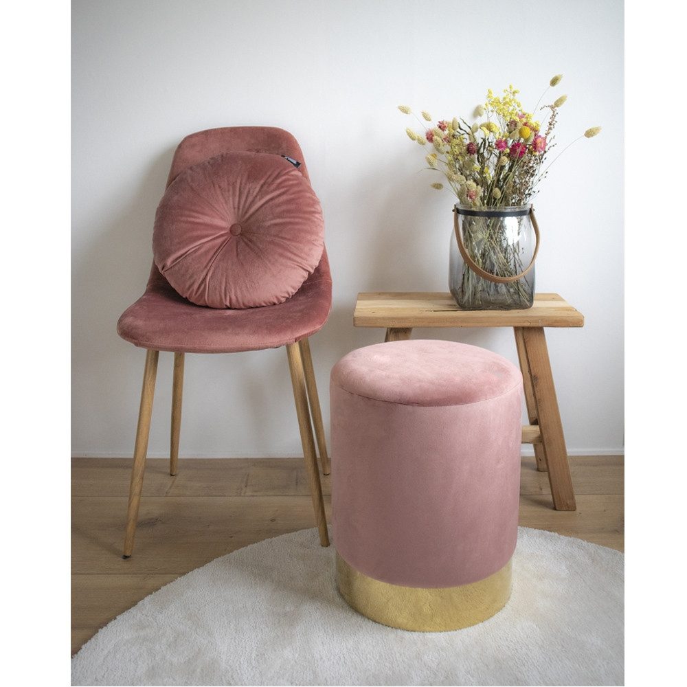 House Nordic Pouf Gamby, in Rosa, Velour - 34x43x34cm (BxHxT)