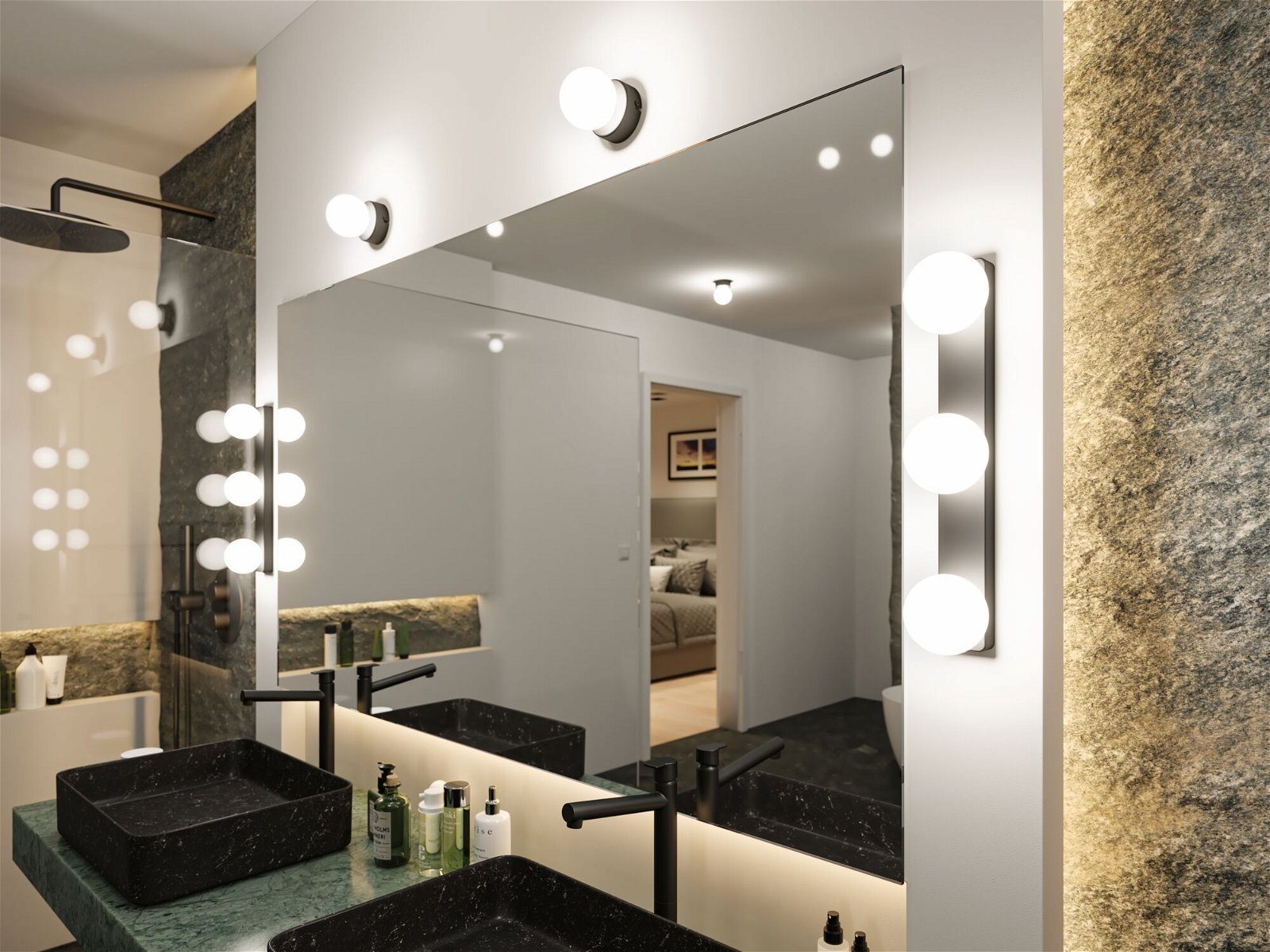 Bathroom 3x20W Balken matt Metall, Paulmann ohne Schwarz G9 max. Wandleuchte IP44 Leuchtmittel, Selection Gove