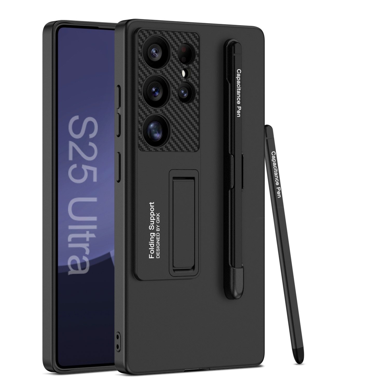 Handyhülle Für Samsung Galaxy S25 Ultra GKK Hülle Stifthalterung + Stift Schwarz