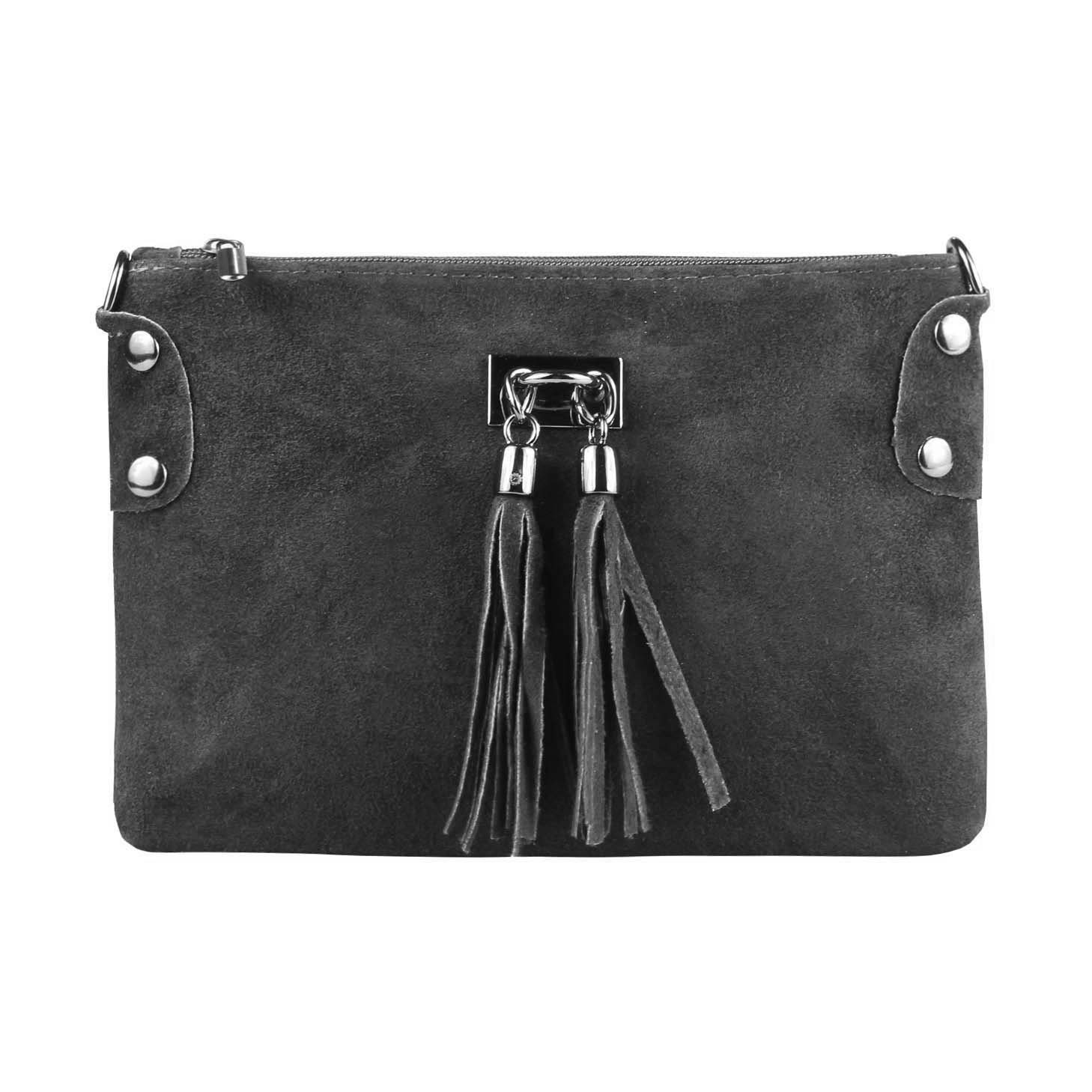 ITALYSHOP24 Schultertasche Made in Italy Damen Leder Tasche CrossOver, als Schultertasche, Clutch, Umhängetasche tragbar