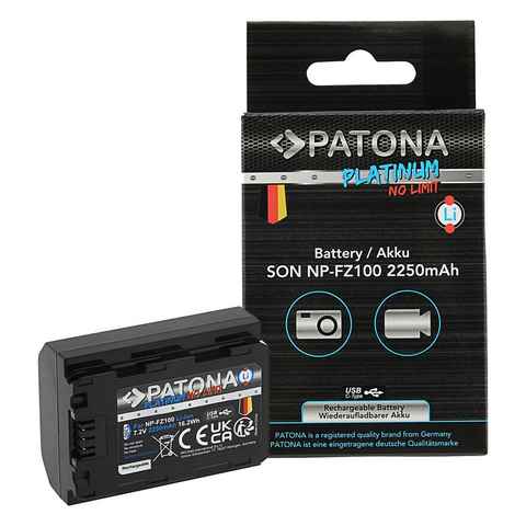 Patona Akku für die Sony Alpha 7 III 7R 6600 9 und 9R Kamera-Akku NP-FZ100 2250 mAh, Akku mit USB-C Ladebuchse (Kabel inkl)