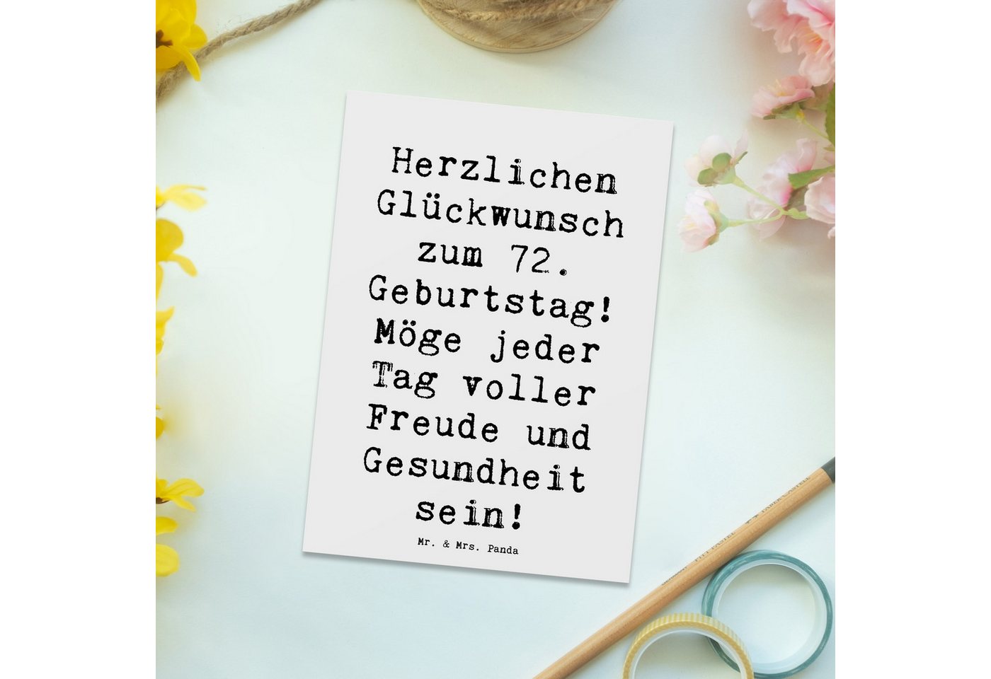 Thumbnail - Mr. & Mrs. Panda Postkarte Spruch 72. Geburtstag - Weiß - Geschenk, Herzlichen Glückwunsch, Kart