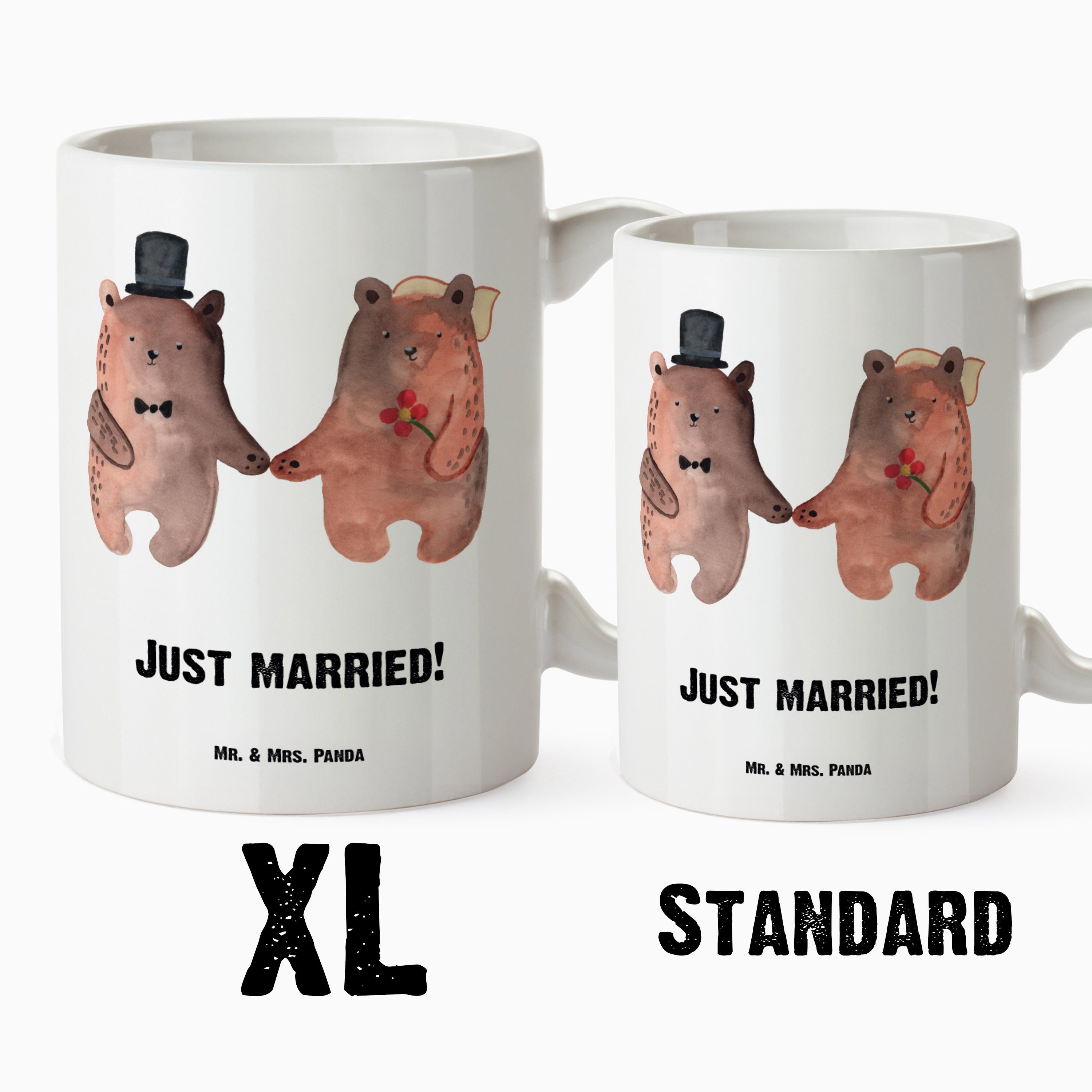 - XL Tasse Bär Verheiratet Teddybär, Panda Keramik Teddy, - Bär Mrs. & Heirat Mr. Tasse Weiß Geschenk, Heirat,