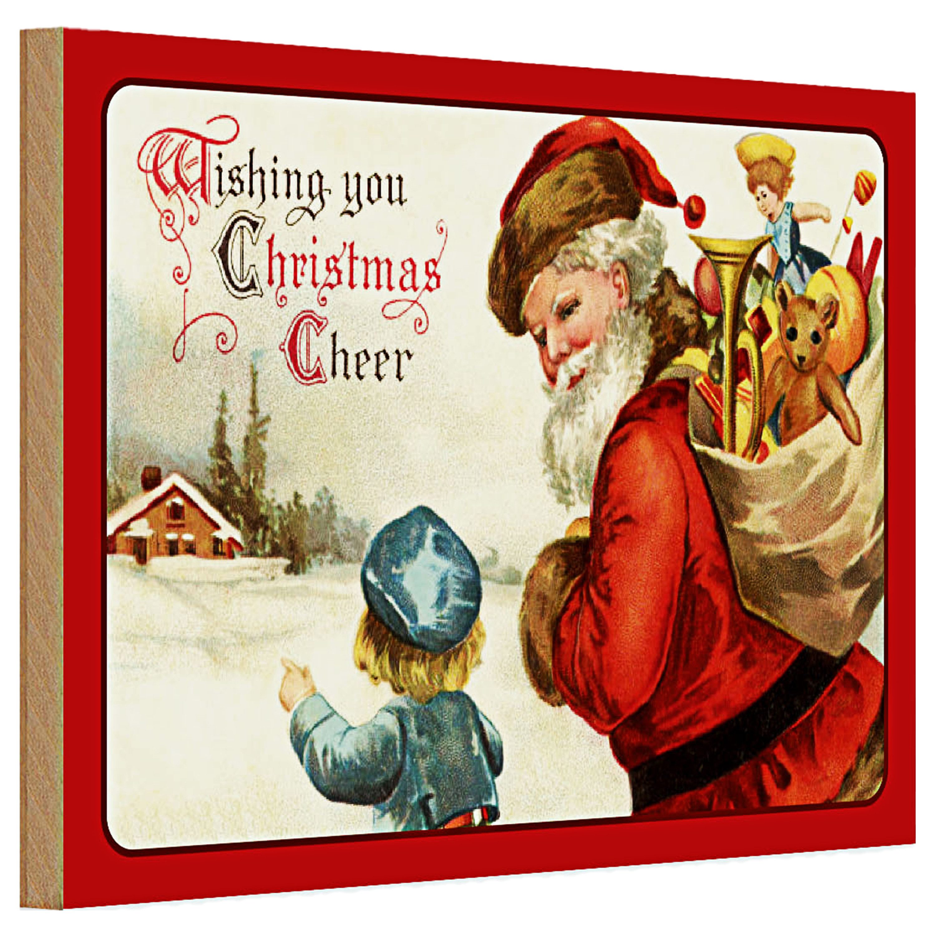Roomando Holzbild Holzschild Weihnachtsmann Santa Claus Christmas 30x20cm