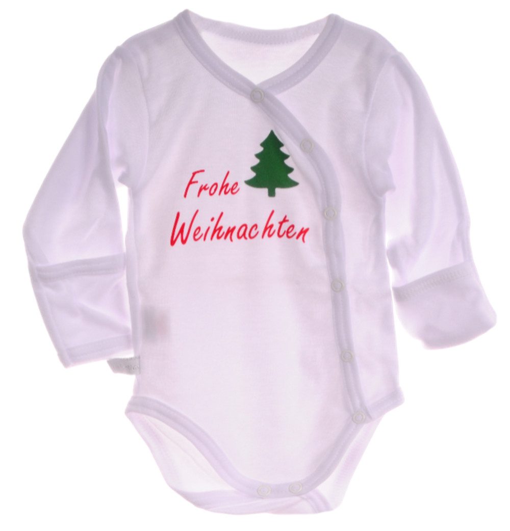 La Bortini Wickelbody Baby Body in Weiß für Weihnachten Langarmbody mit Kratzschutz aus Baumwolle, für christmas, neutral, für Neugeborene