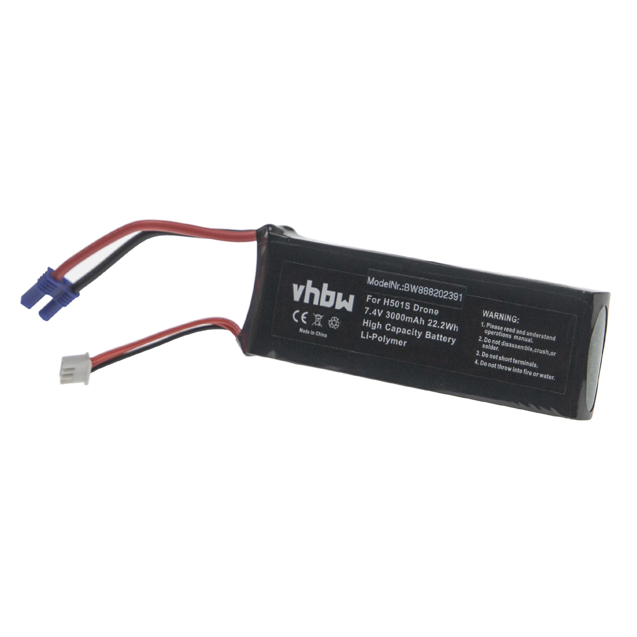 vhbw kompatibel mit Hubsan Li-Polymer 3000 (7,4 V) H501S X4 mAh Drohnen-Akku