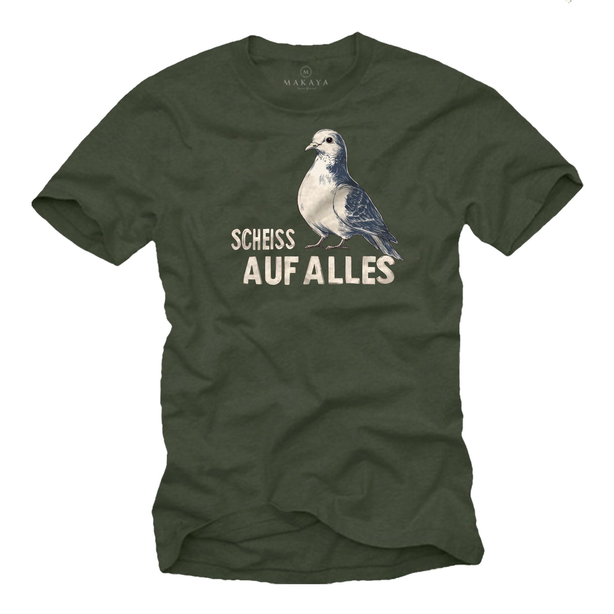 MAKAYA T-Shirt Lustiges Herrenshirt mit Spruch – Sei wie Taube Statement Shirt (Schwarz, Blau, Grün, Grau, S, M, L, XL, XXL, 3XL, 4XL, 5XL) Baumwolle