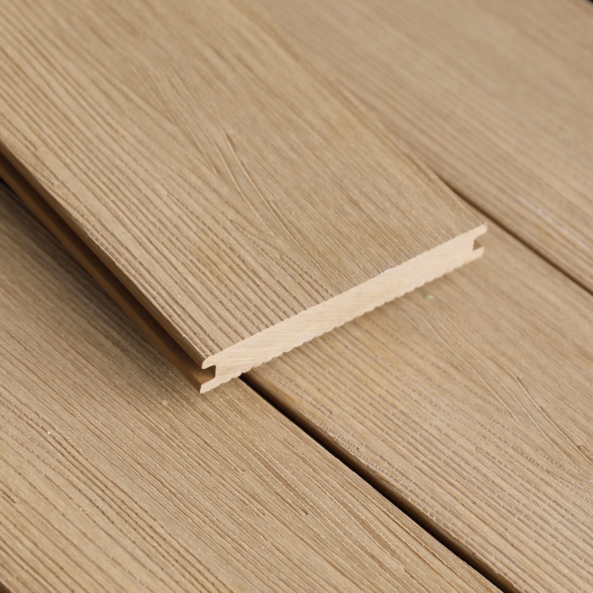 DeToWood Terrassendielen Terrassendielen Komplettset WPC Sand für Terrasse Garten wetterfest, 20,00 mm Stärke, (Komplettset, Rundum sorglos Paket), Montagezubehör Inklusive