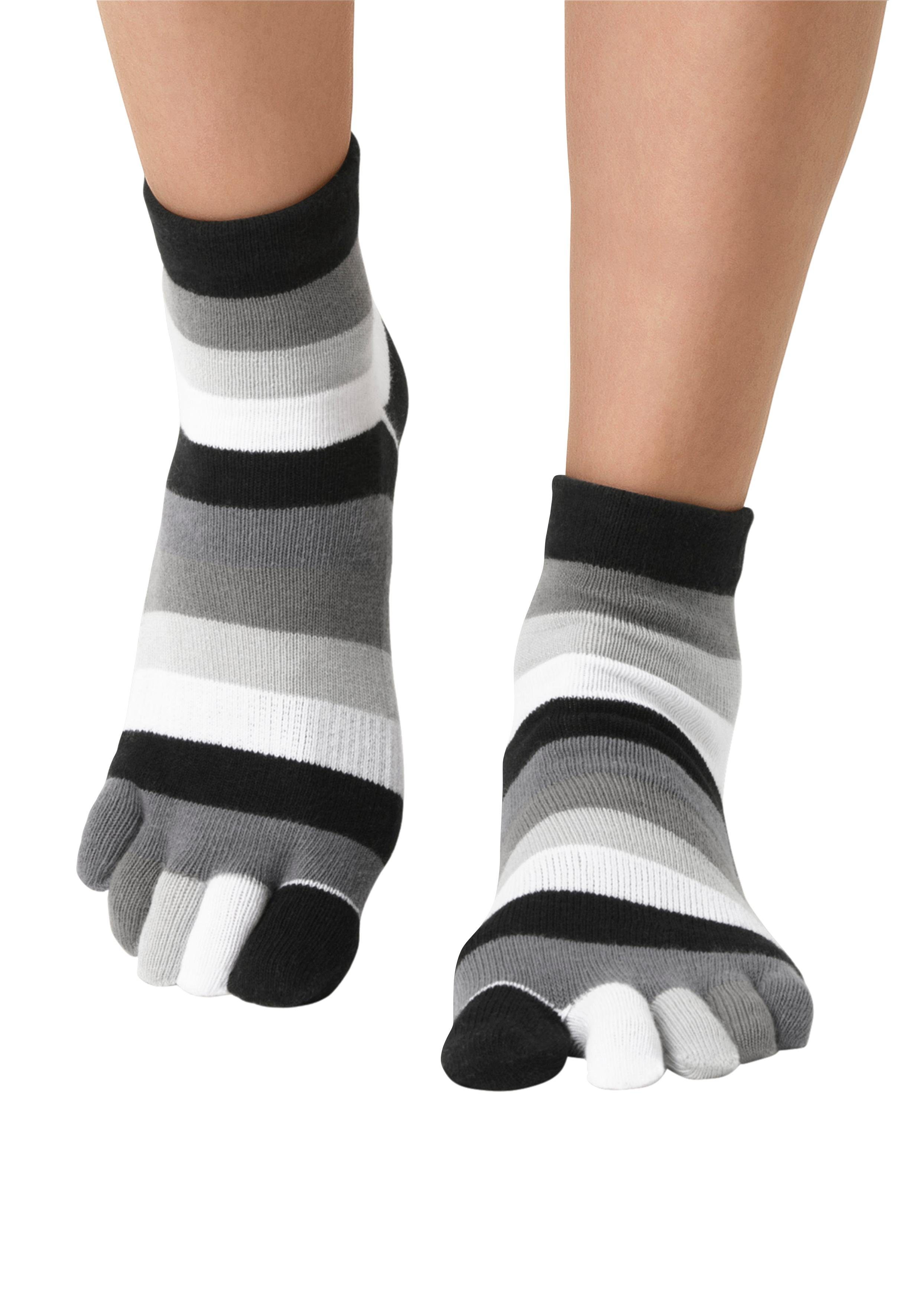 H.I.S Zehensocken Fünf Finger Socken, Zehenspalt Design, Geeignet für den Alltag (Packung, 1-Paar) im Streifenmuster weich und atmungsaktive Baumwolle