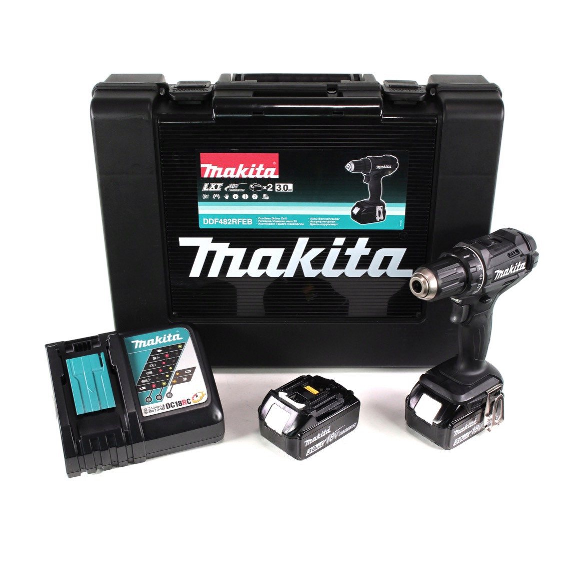 Thumbnail - Makita Säulenbohrmaschine DDF 482 RFEB Akku Bohrschrauber 18 Volt im Transportkoffer + 2x 3,0 A