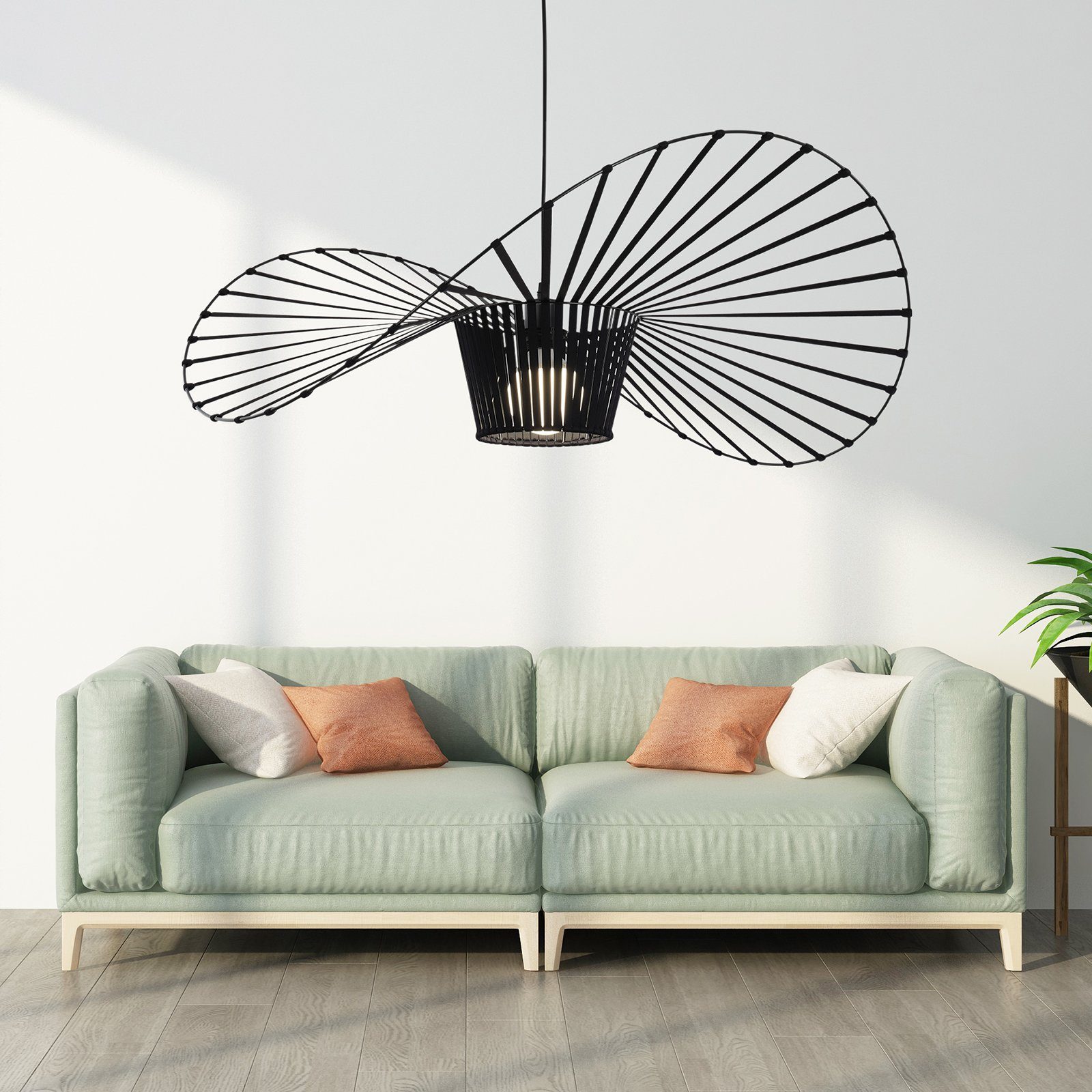 ZMH Pendelleuchte Schwarz Modern E27 Pendelleuchte Esstisch für Esszimmer Schlafzimmer, Augenschutz, ohne Leuchtmittel, Kreativität und Individualität Einfache Installation Whonzimmer
