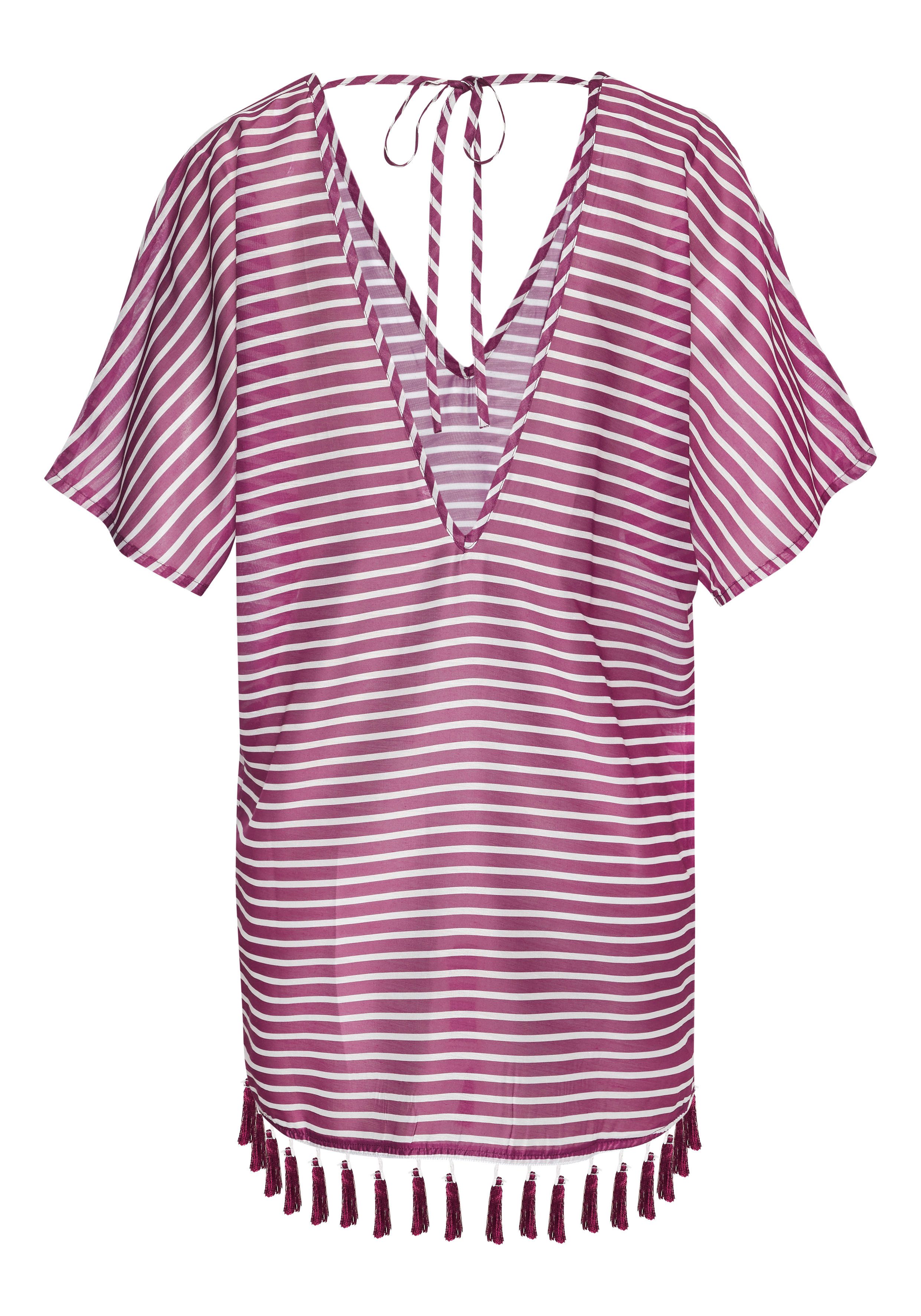 Venice Beach Chiffontunika mit Streifenprint, Quasten mit Fransen, Cover-Up – Bild 4 von 5