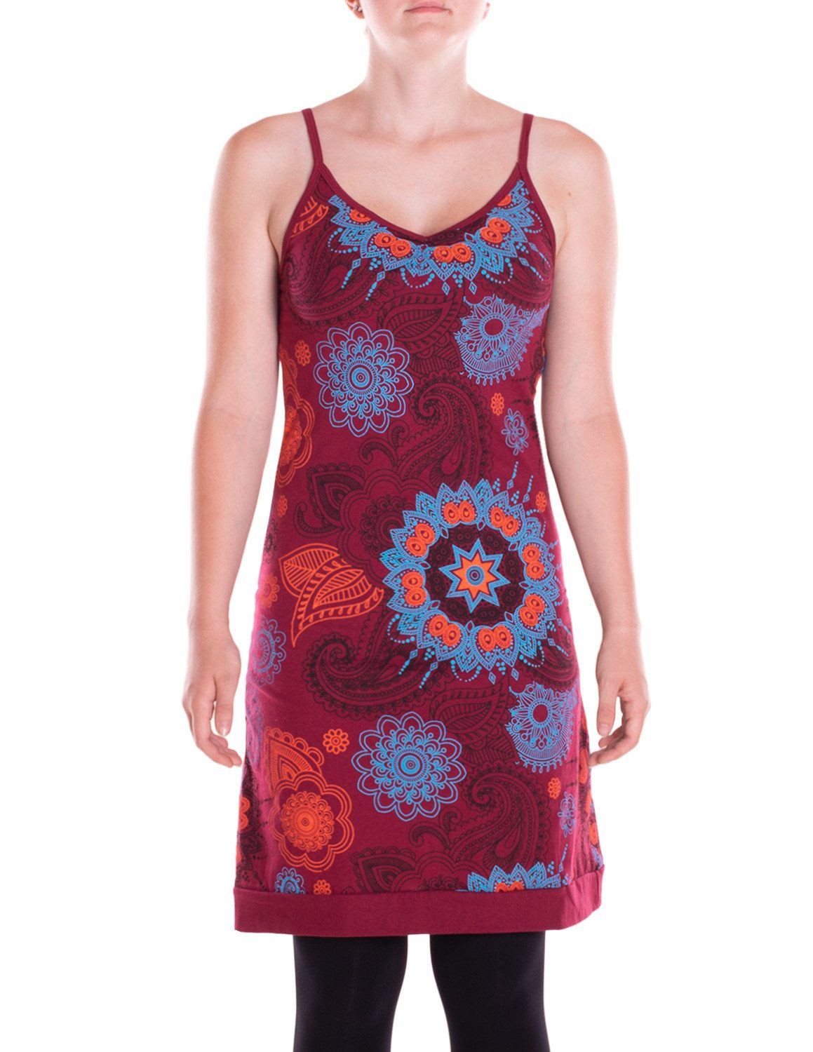 Vishes Sommerkleid Damen Kleid Spaghettiträger Mandala Paisley Print Jersey Alternative Mode, Boho, Hippie, Ethno, Festival