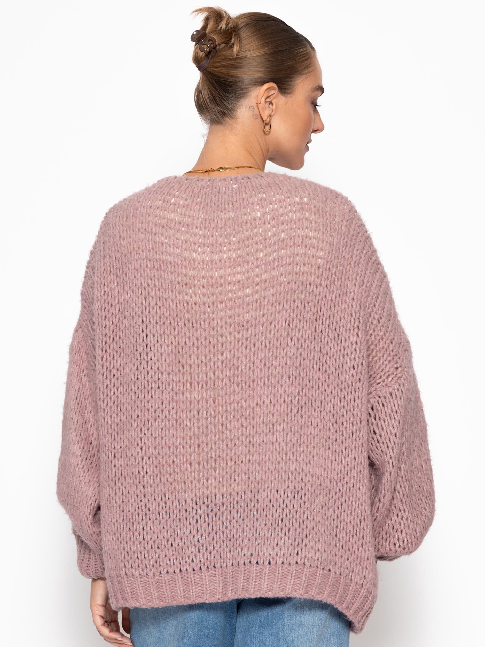 SASSYCLASSY Cardigan Oversize Cardigan aus Strick Damen Strickcardigan im oversized Fit mit Rippbündchen – Bild 4 von 5