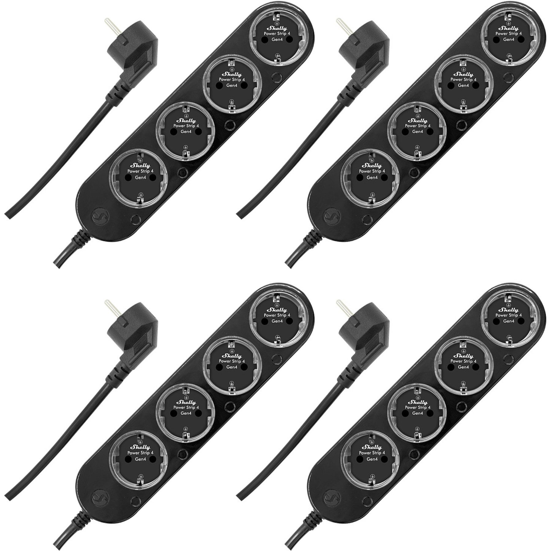 Shelly SHELLY Power Strip 4 Gen4, 4-fach Steckdosenleiste, schwarz, WiFi Smarte Vierfach-Steckdosenleiste
