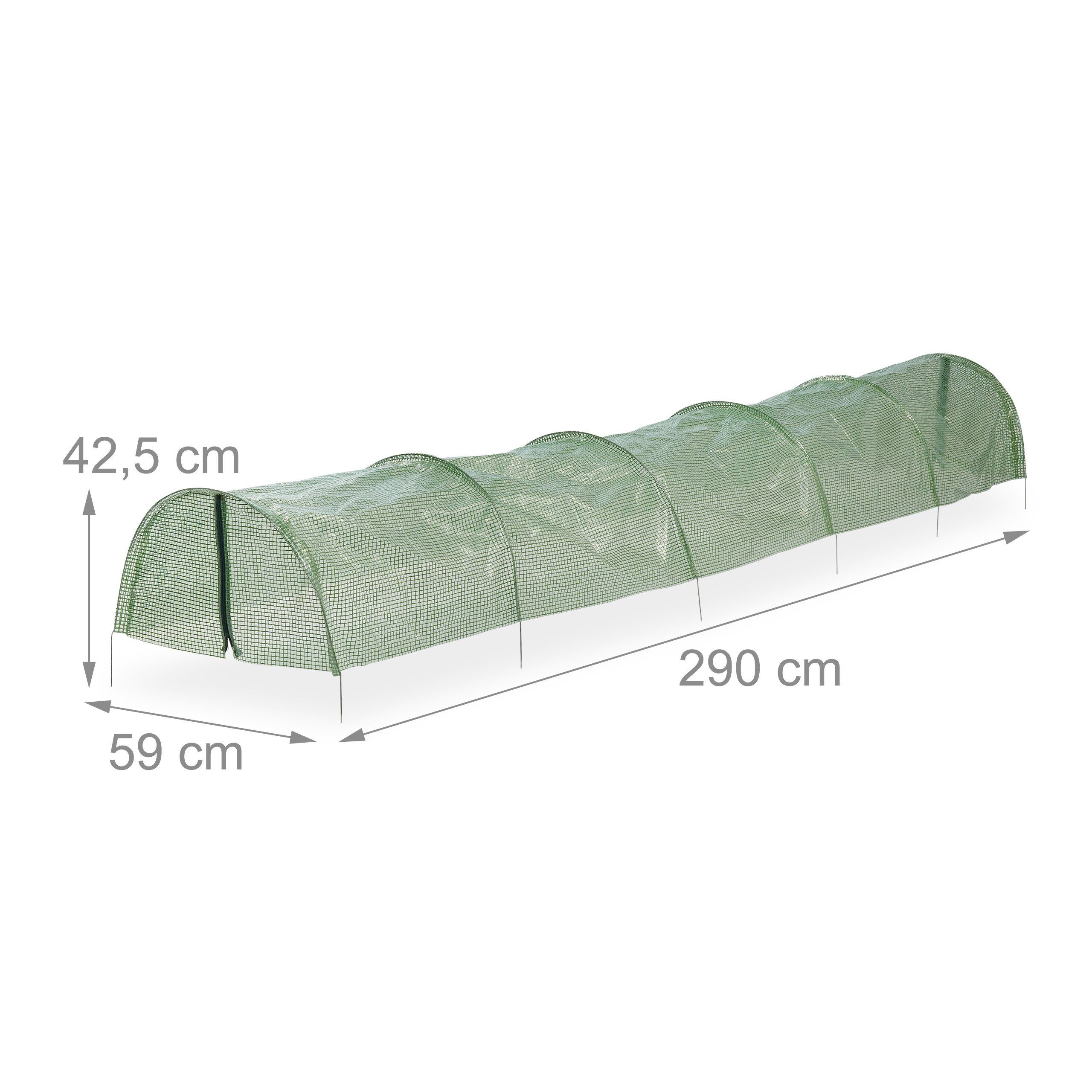 relaxdays Pflanztunnel Garten mit Reißverschluss, BxTxH: 59 x 290 x 42.5 cm, BxLxH: 59 x 290 x 42.5 cm, 1-St. – Bild 4 von 5