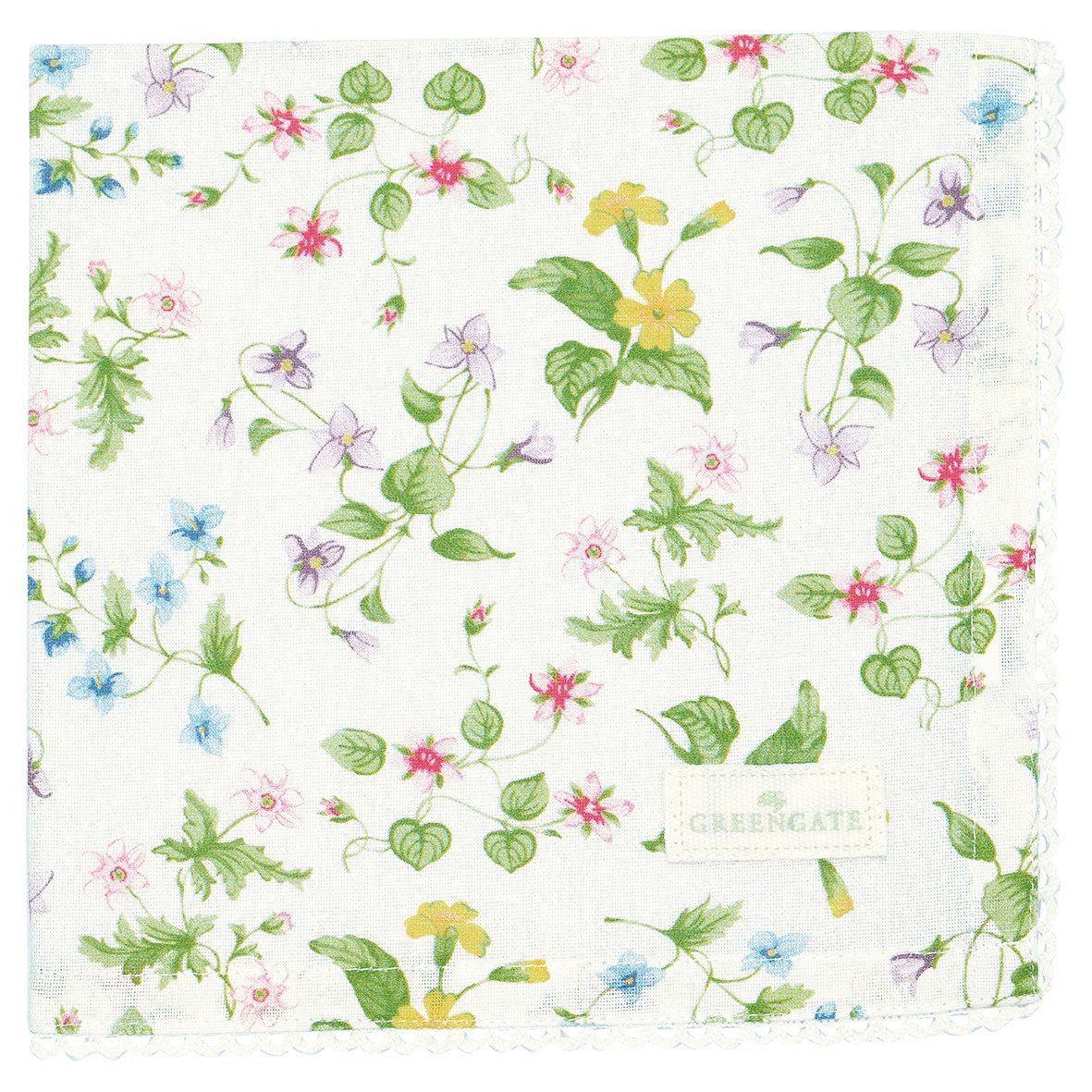 Greengate Stoffserviette Karolina Stoffserviette mit Spitze white 40x40cm