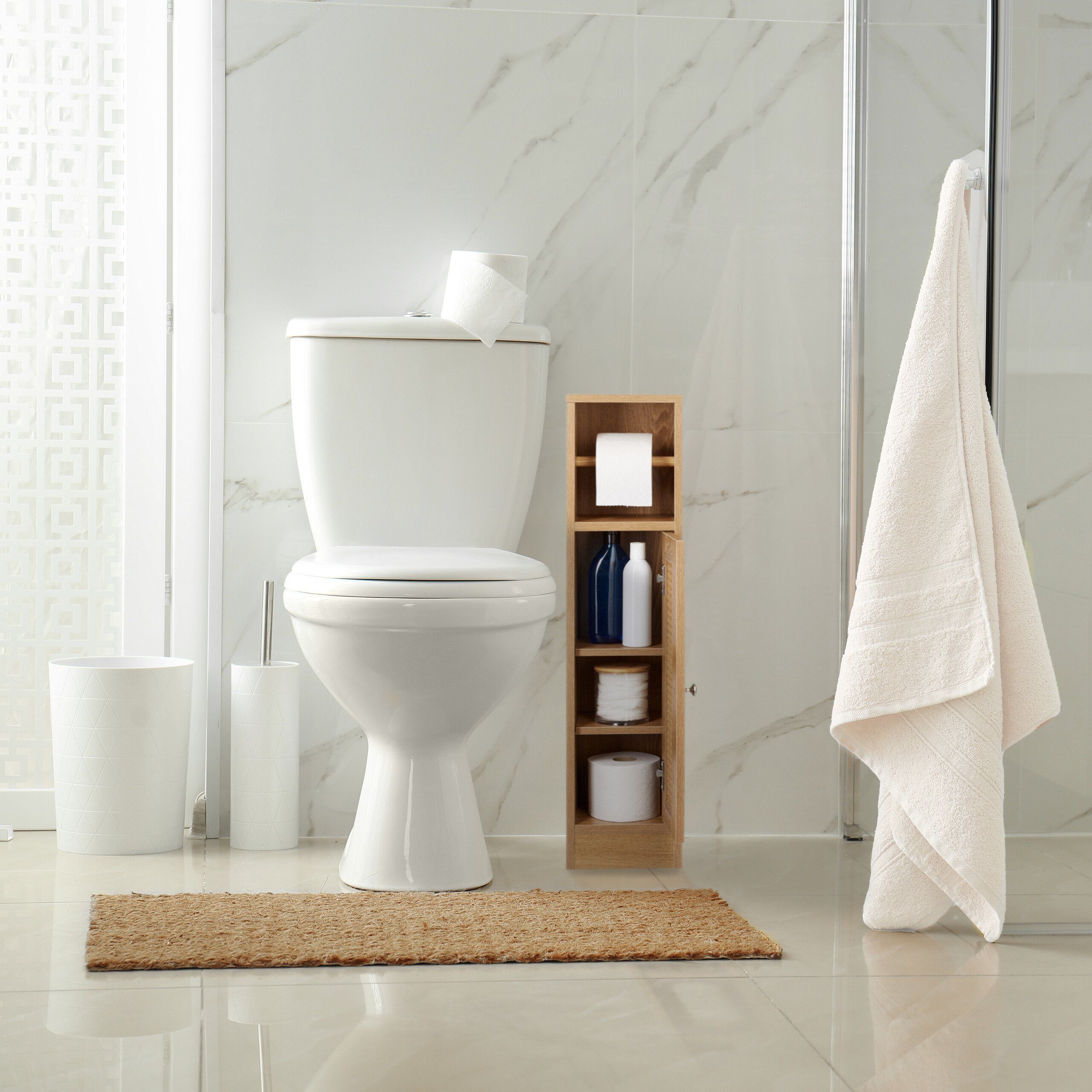 relaxdays Toilettenpapierhalter stehend Holzoptik (1-St) – Bild 5 von 5