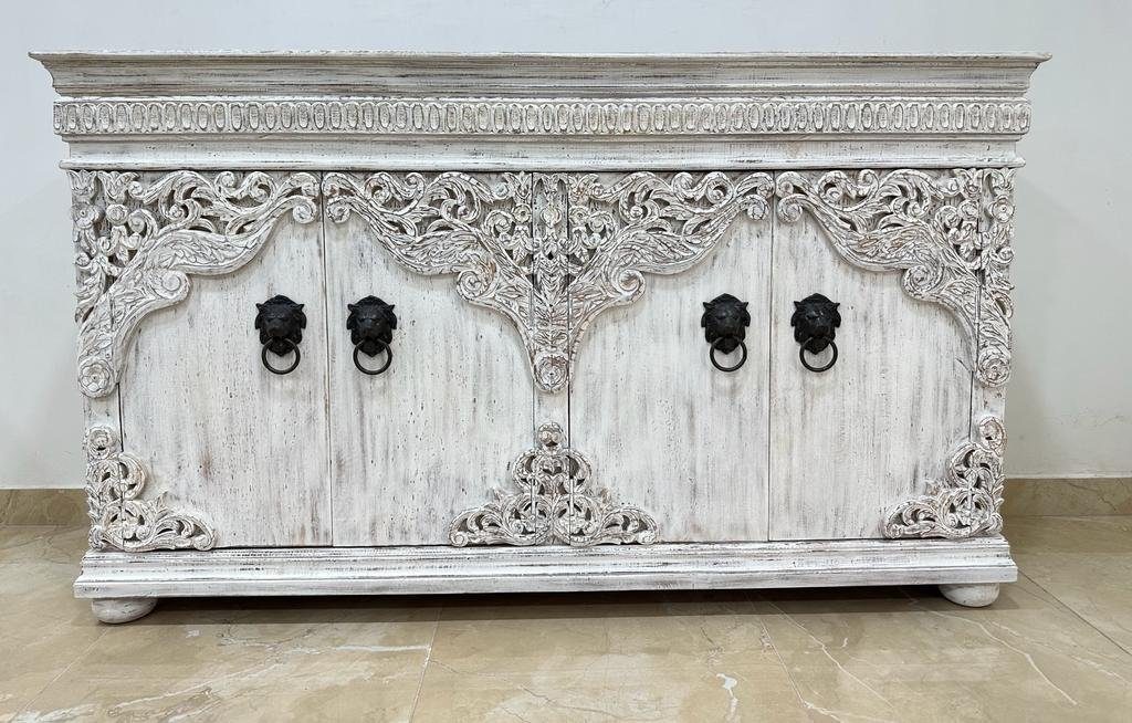 Oriental Galerie Unterschrank Weißes Sideboard Konsole Zarina Indien 180 cm