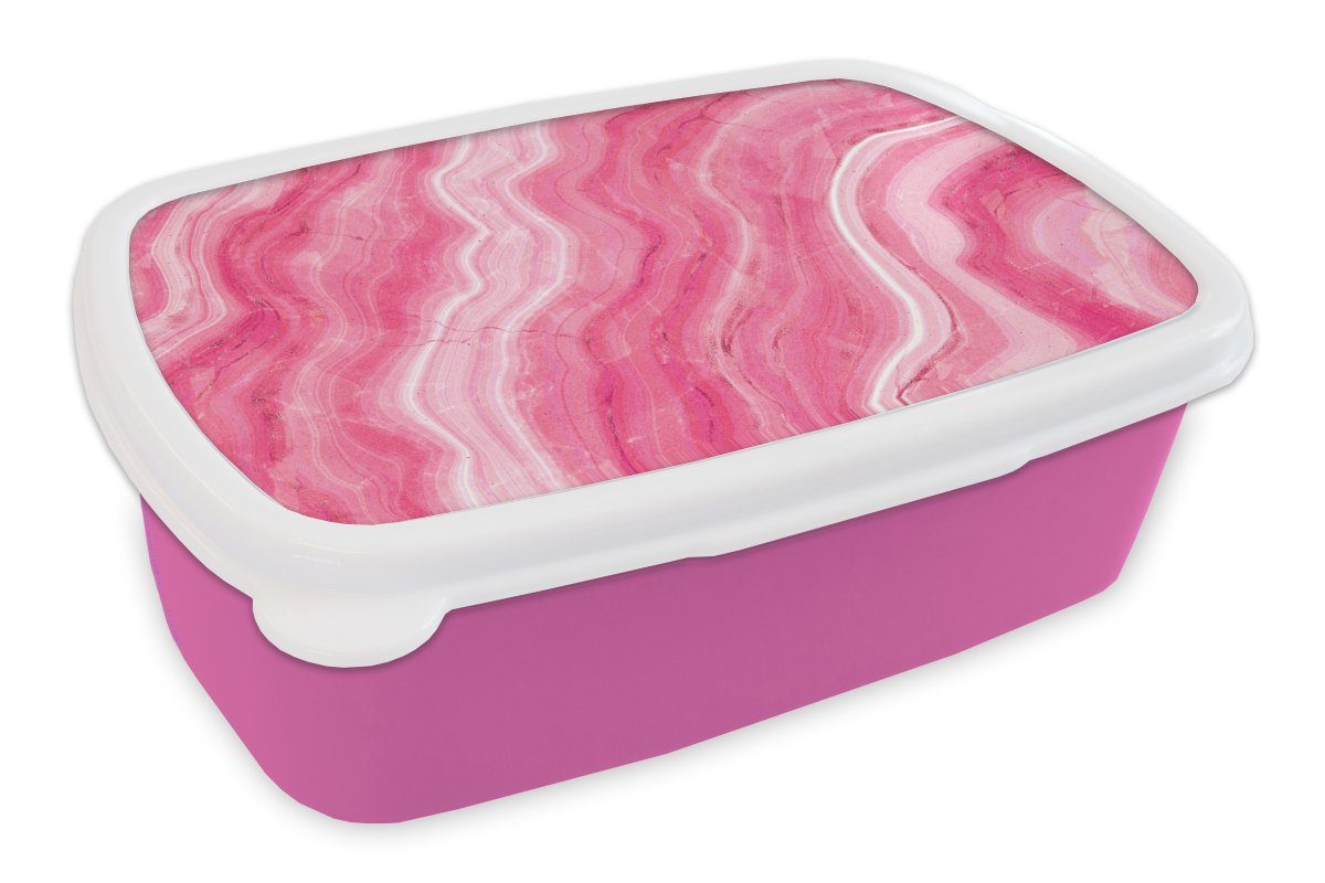 MuchoWow Lunchbox Achat Geode - Rosa - Kristall - Geode, Kunststoff, (2-tlg), Brotbox für Erwachsene, Brotdose Kinder, Snackbox, Mädchen, Kunststoff | Lunchboxen