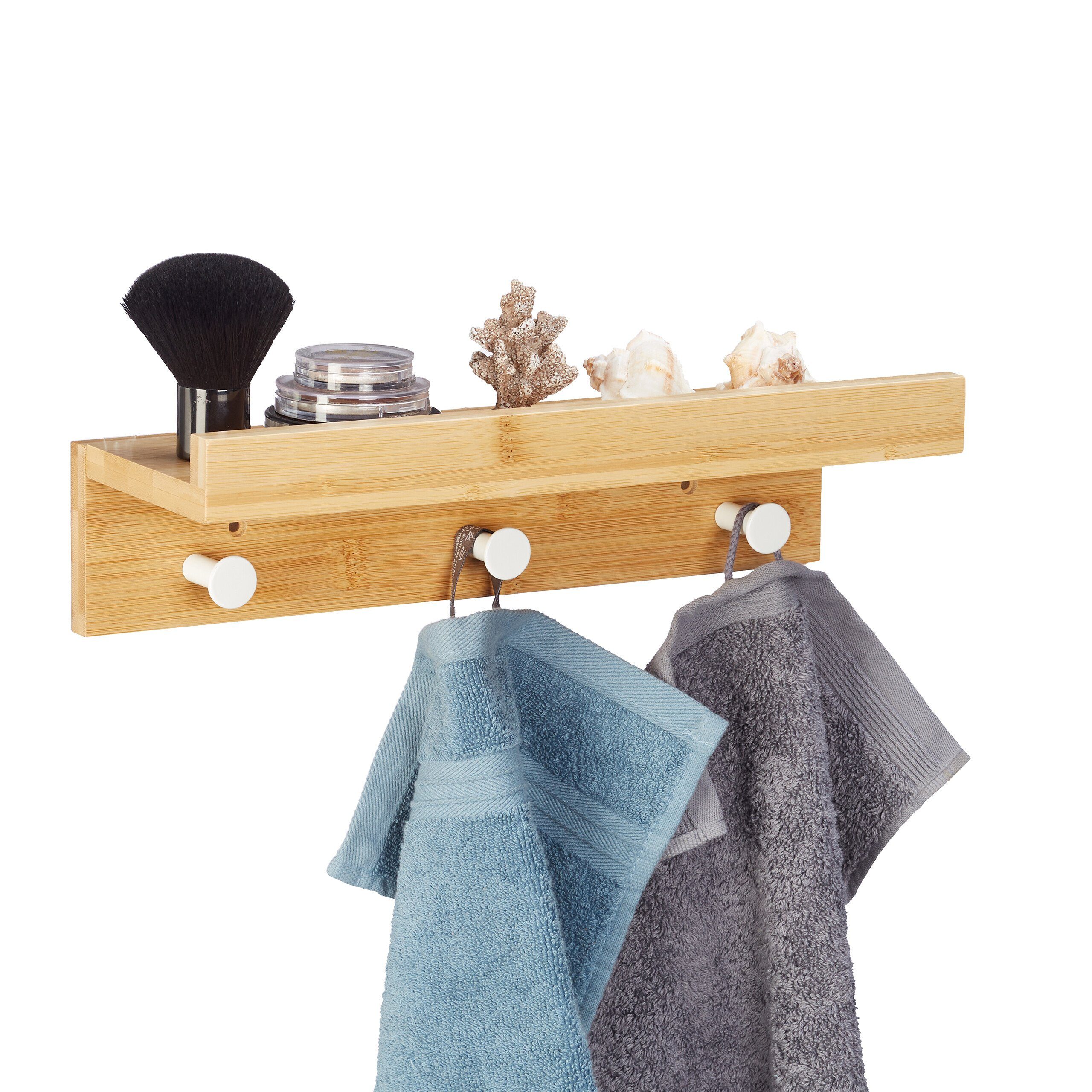 relaxdays Hakenleiste Wandregal mit 3er Hakenleiste günstig online kaufen