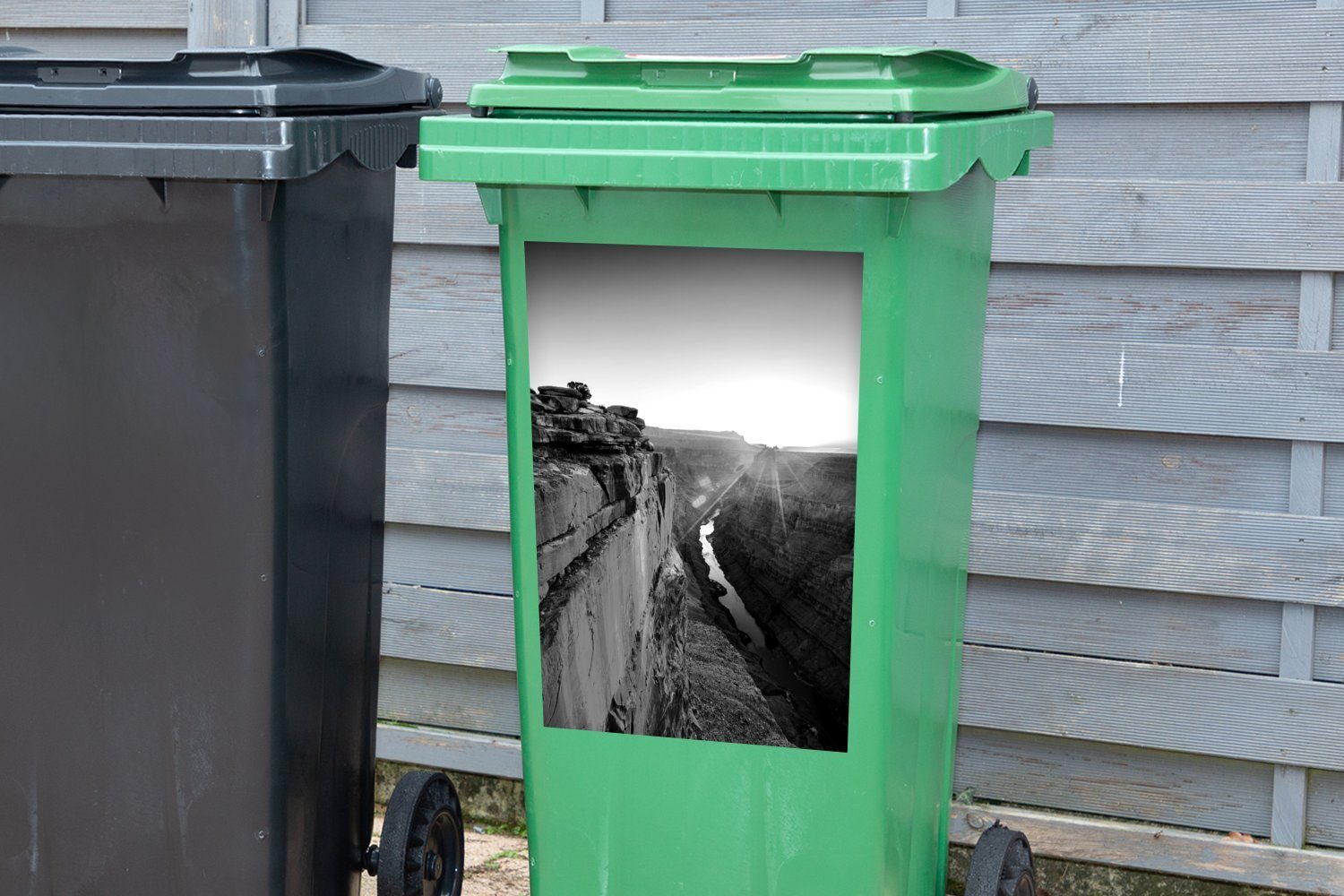 MuchoWow Wandsticker Sonnenaufgang im Grand (1 weiß Mülleimer-aufkleber, Container, schwarz St), Canyon Sticker, Mülltonne, - Abfalbehälter und