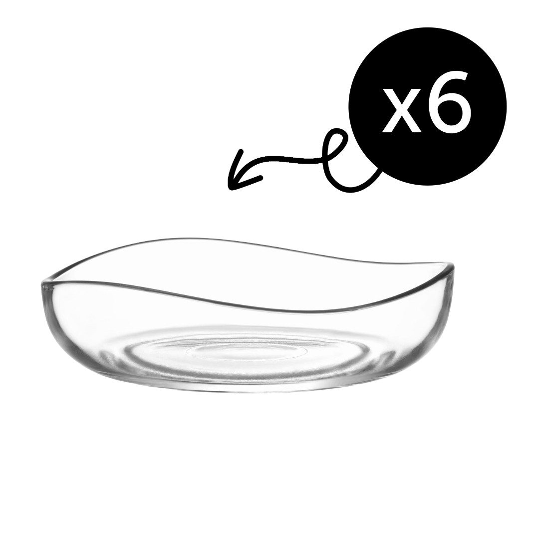LAV Snackschale Vira Glasschalen - 195 ml (6 1/2 oz) - 6er Set, Glas, (6er-Set, 6-tlg), Geschwungene Form, stapelbar, spülmaschinengeeignet