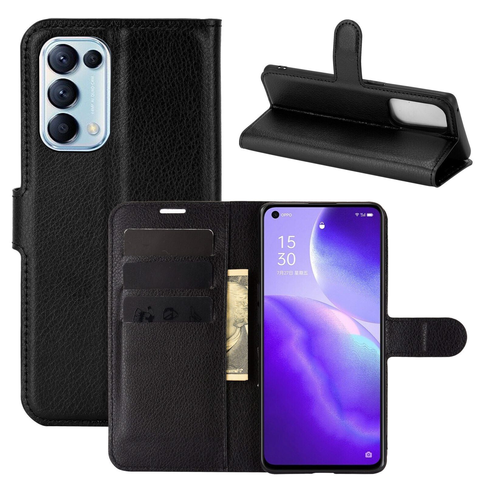 betterfon Smartphone-Hülle Handytasche für Oppo Find X3 Lite Klapphülle Flip Case Schwarz
