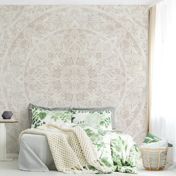 Bilderdepot24 Mustertapete Spirituell Mandala Aquarell Ornament beige Muster Wanddeko, Glatt, Matt, (Inklusive Gratis-Kleister oder selbstklebend), Wohnzimmer Schlafzimmer Küche Flur gemusterte Vliestapete Wandtapete