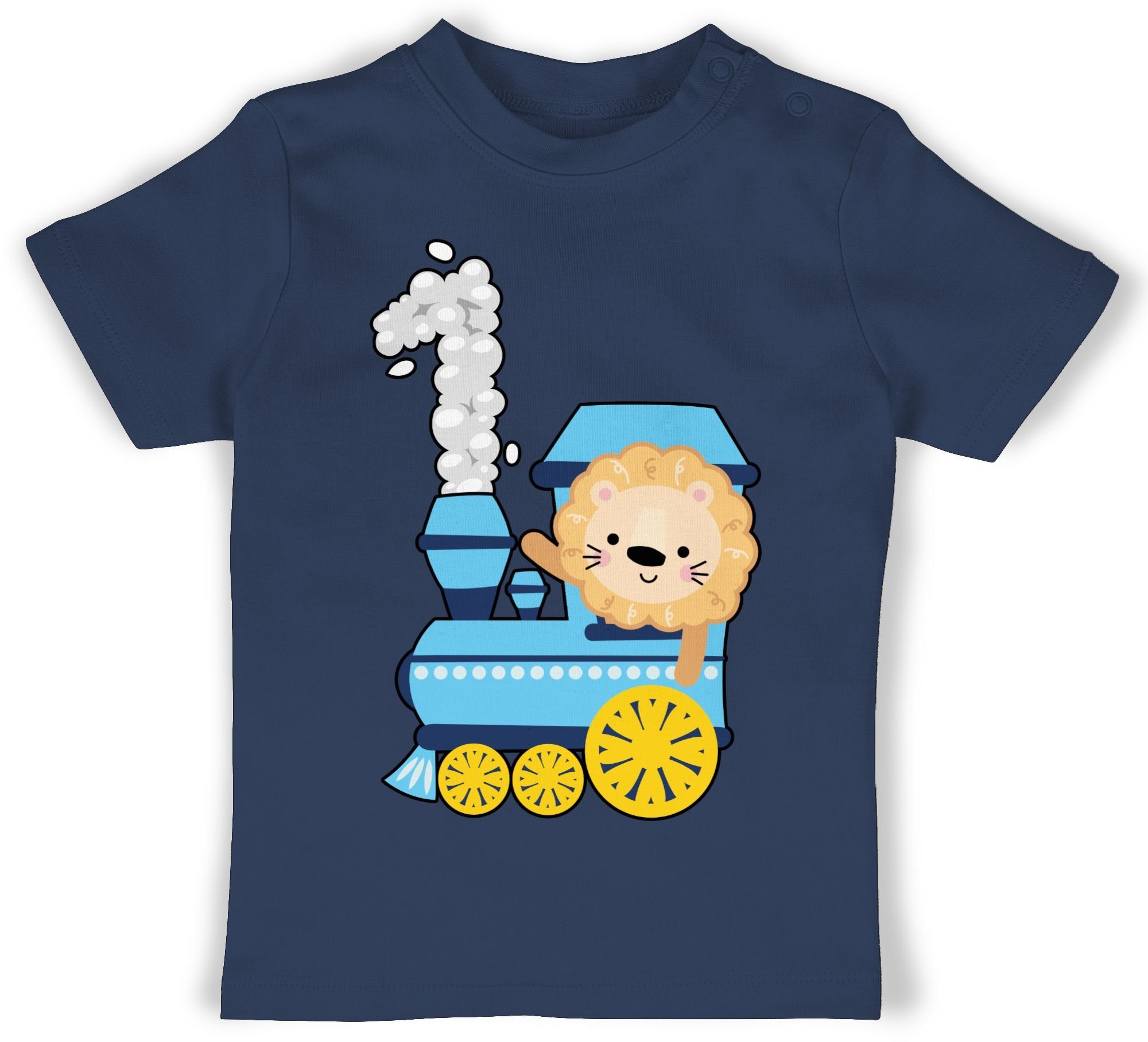 Shirtracer T-Shirt Zug mit Löwe Eins 1. Geburtstag 1 Navy Blau