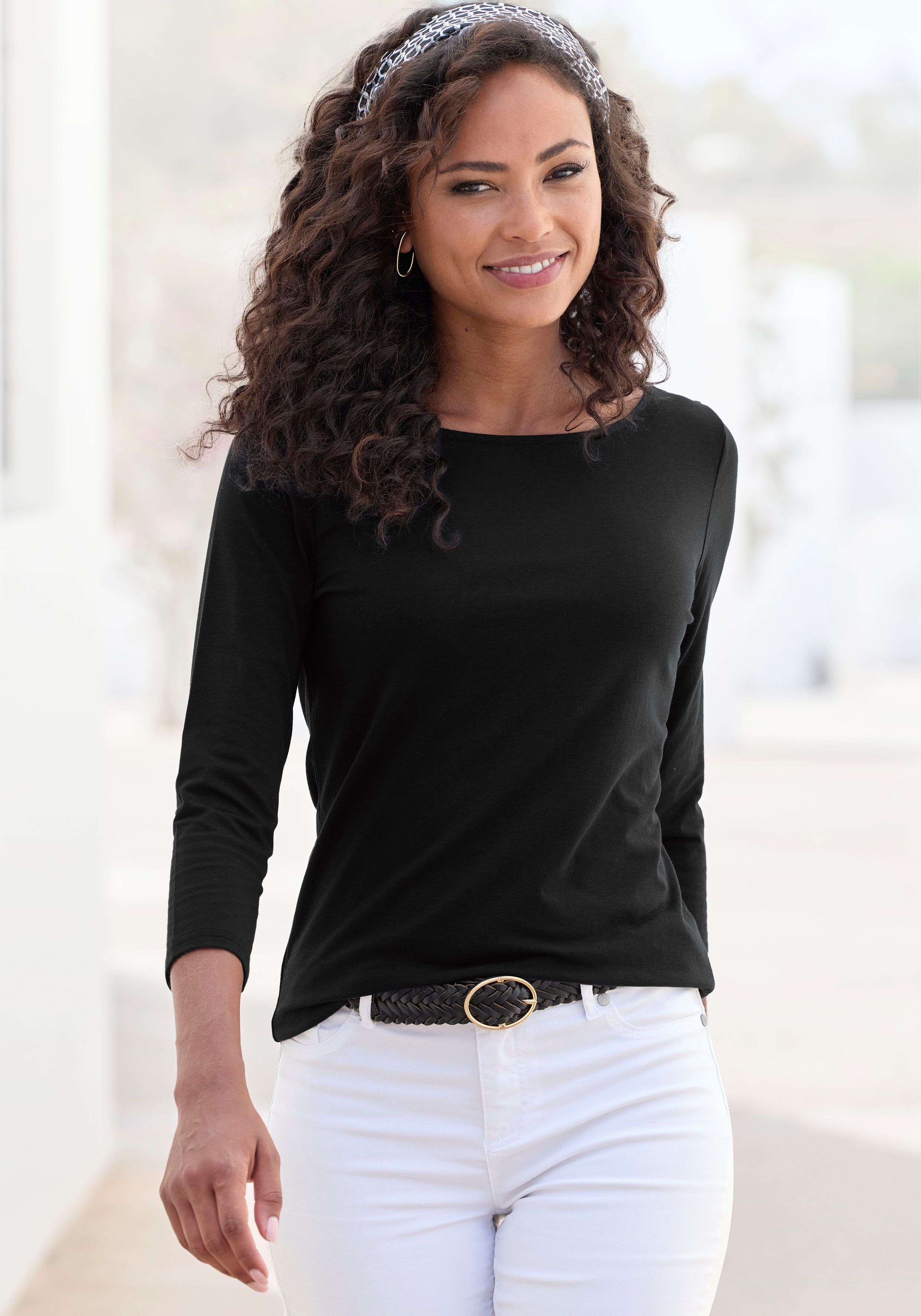 LASCANA 3/4-Arm-Shirt (2er-Pack) aus elastischer Baumwoll-Modal-Qualität