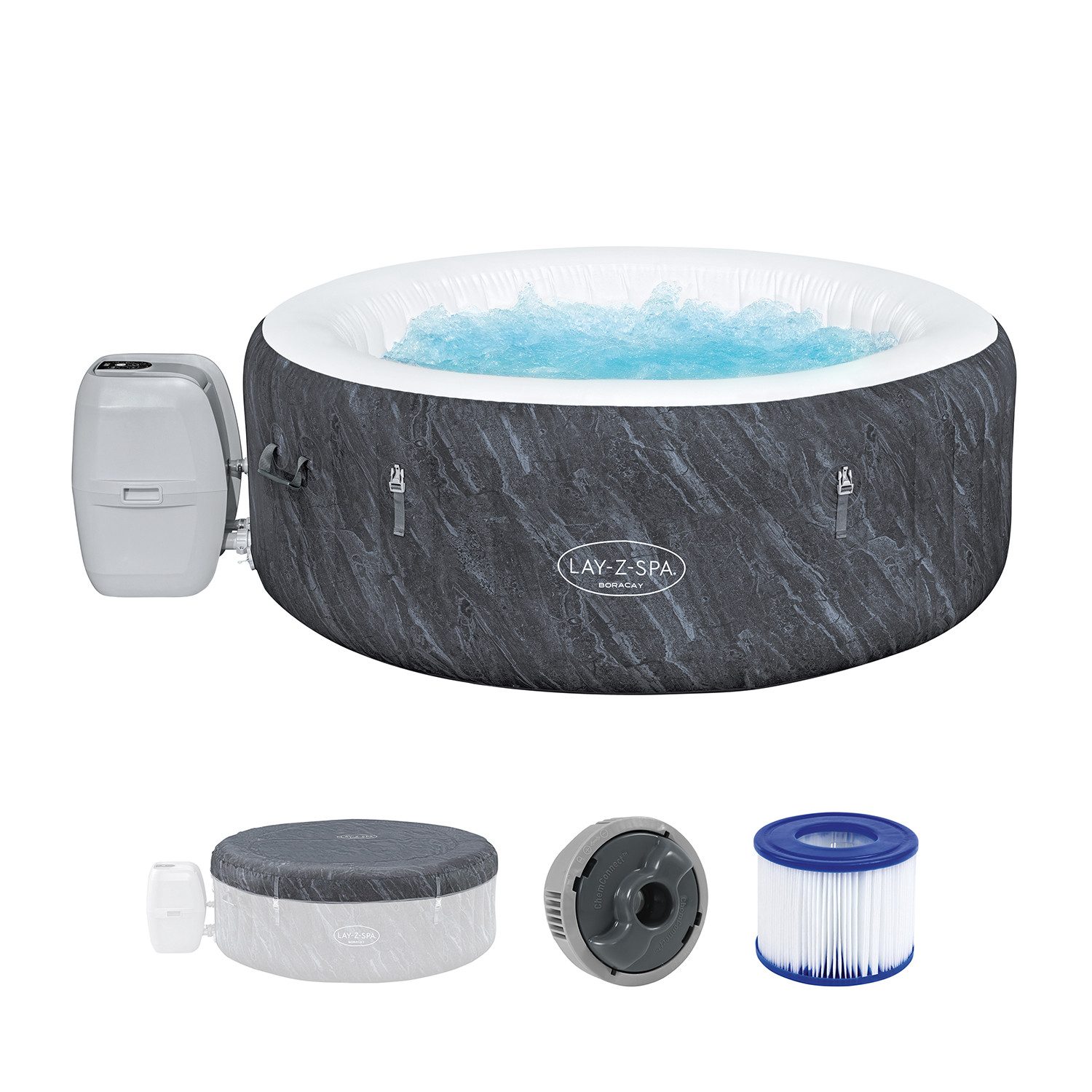 Bestway Whirlpool LAY-Z-SPA® Boracay AirJet™, (Set, Inkl. App-Steuerung, max. 4 Personen), Ø 180 x 66 cm