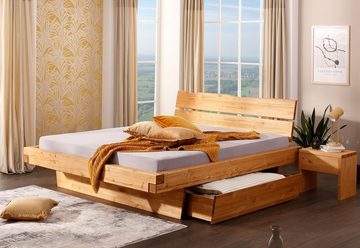 Main Möbel Massivholzbett Balkenbett mit Bettkästen 'Melissa' 160x200cm Kiefer massiv eichefarbi