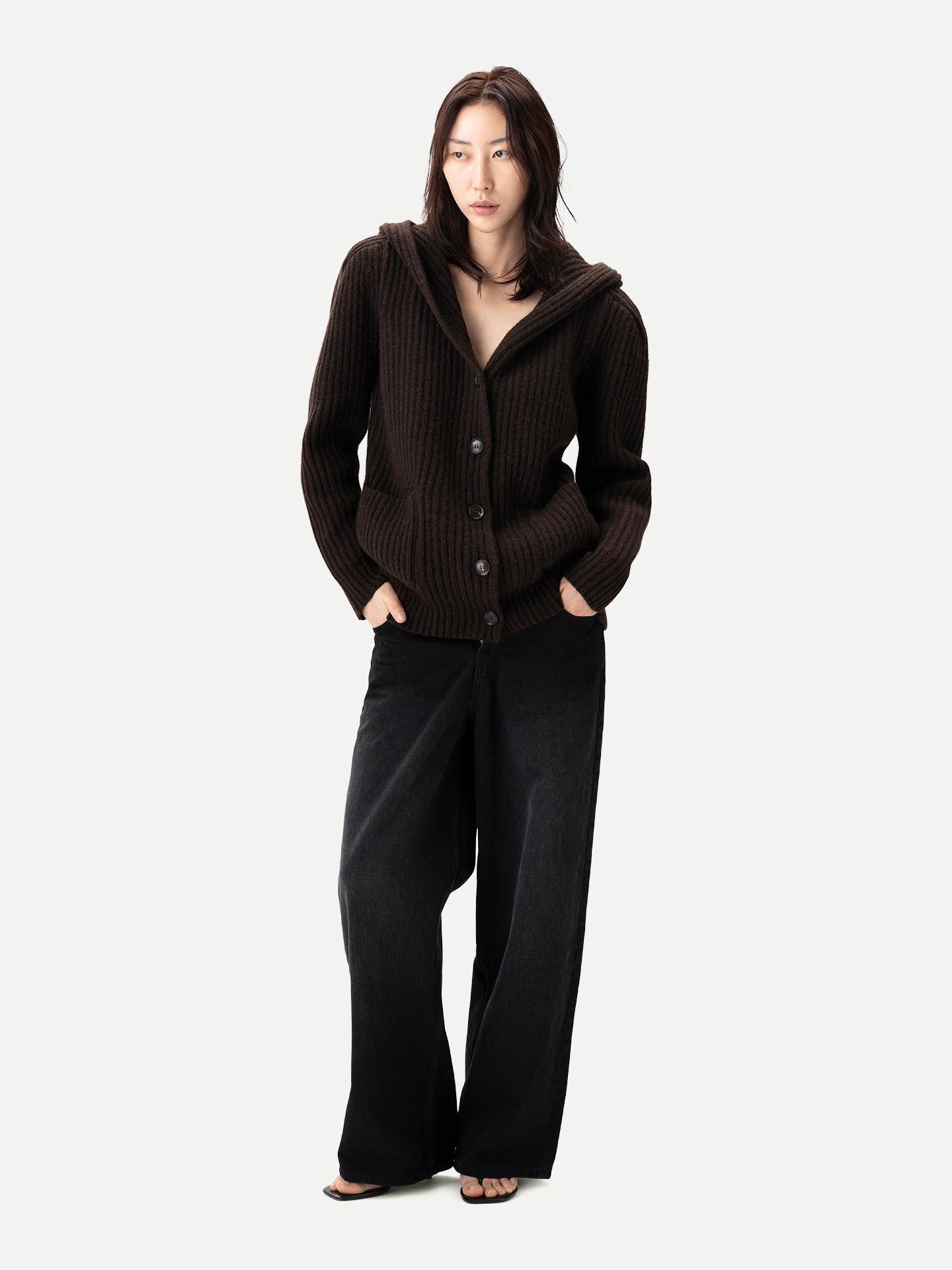 GOBI Cashmere Kapuzenpullover Kaschmir-Cardigan mit Kapuze und breiten Schu günstig online kaufen