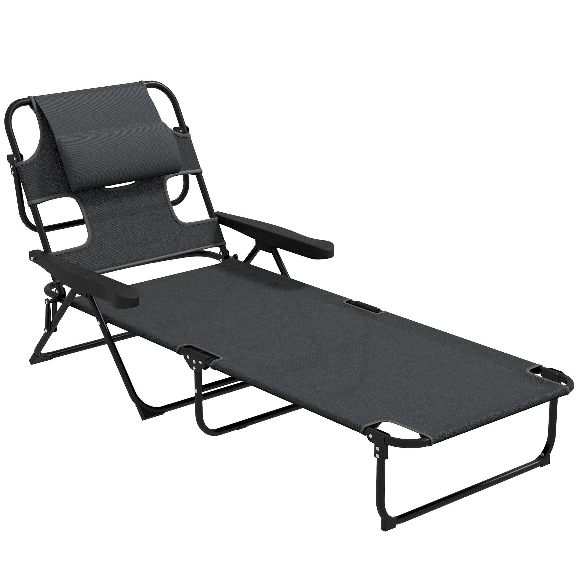 Outsunny Gartenliege klappbar mit Lesefenster, Kopfkissen, günstig online kaufen