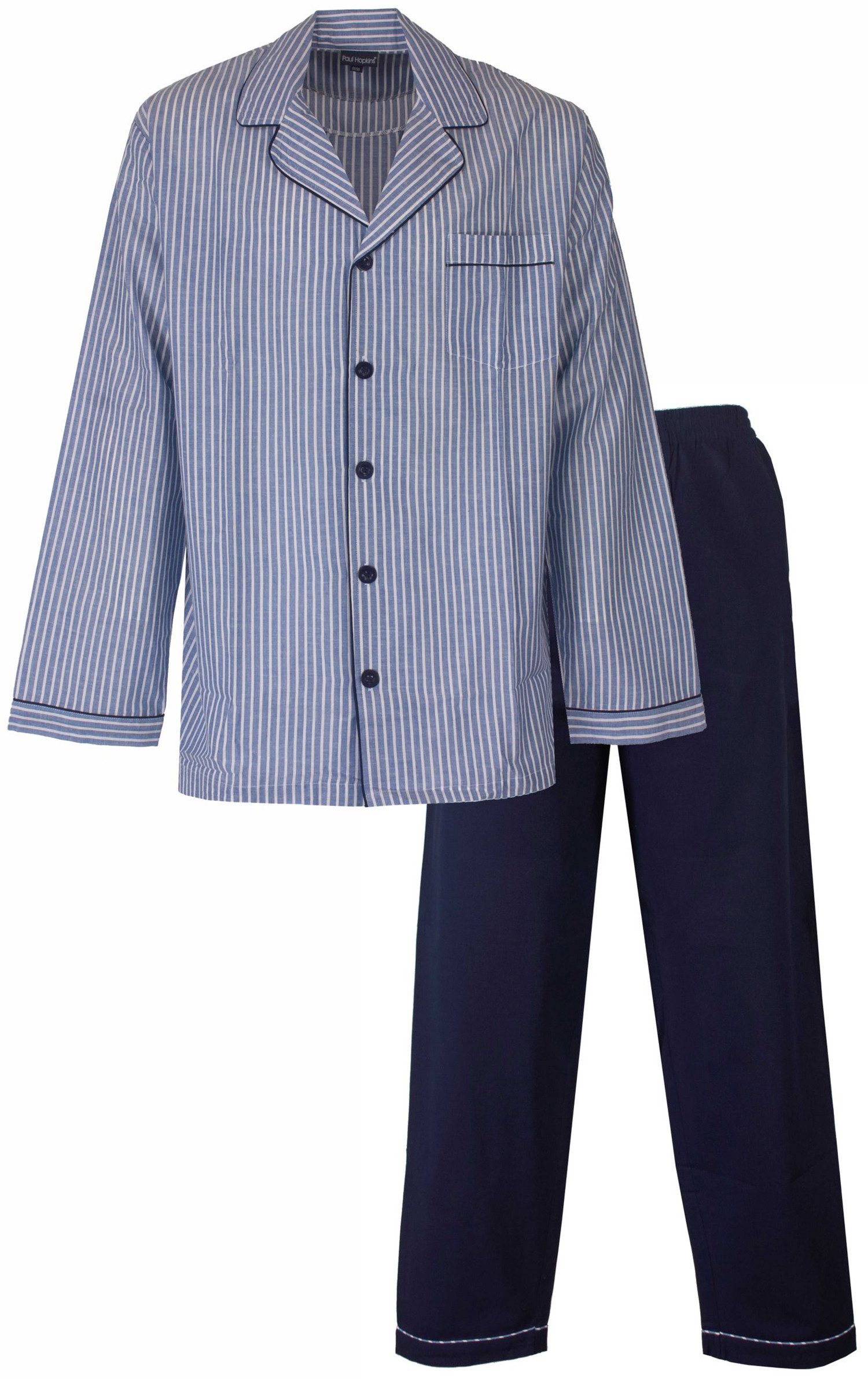 Paul Hopkins Schlafanzug Herren Pyjama lang geknöpft (2 tlg) Baumwolle günstig online kaufen