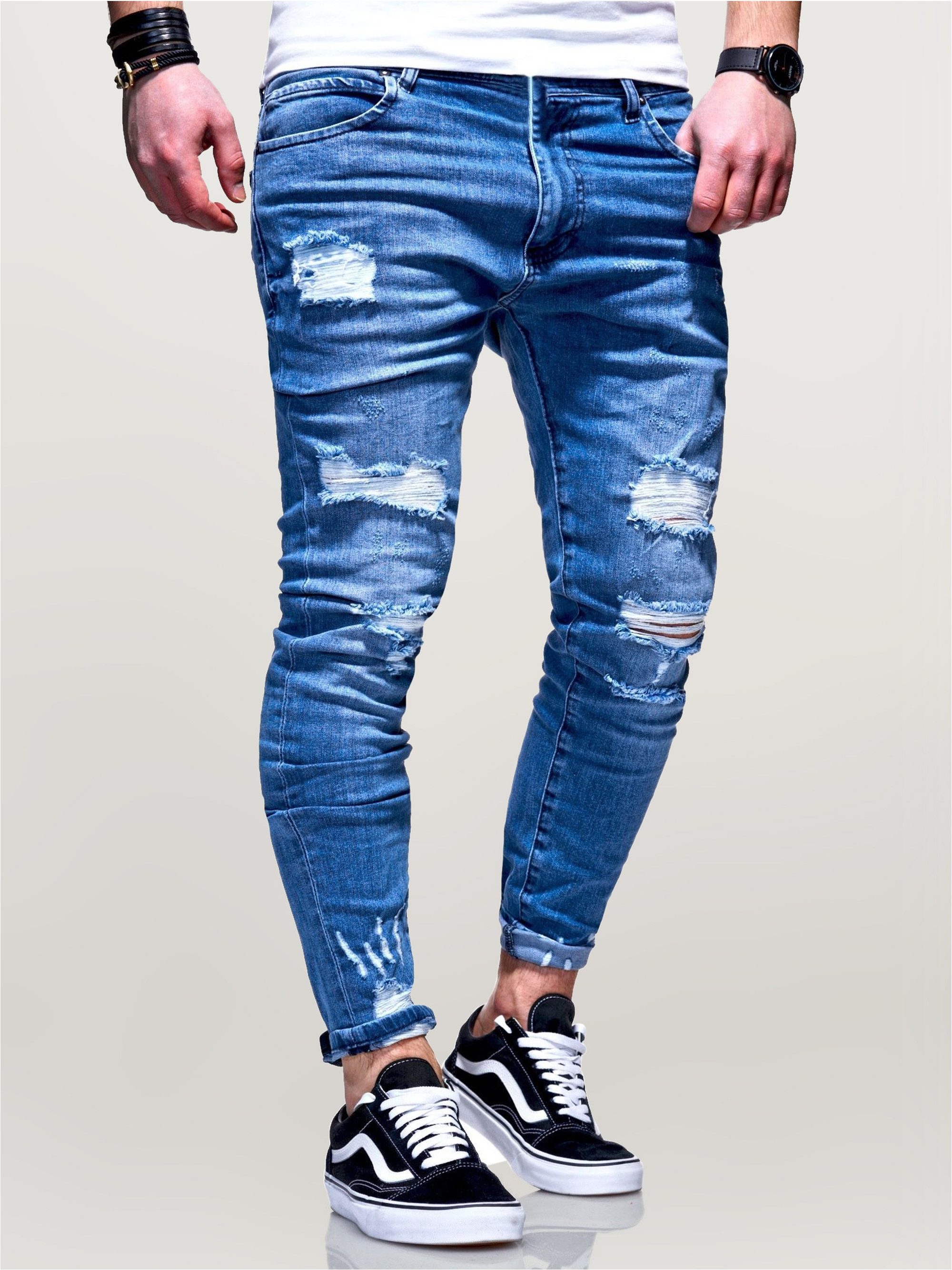 behype Slim-fit-Jeans Dino mit tollen Used-Elementen – Bild 4 von 5