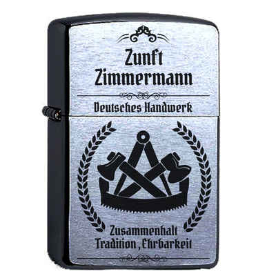 elbedruck Tischfeuer »Zippo Feuerzeug Zunft Zimmermann graviert in Zippo Chrome Brushed Zunftwappen Handwerk der Zimmerer«