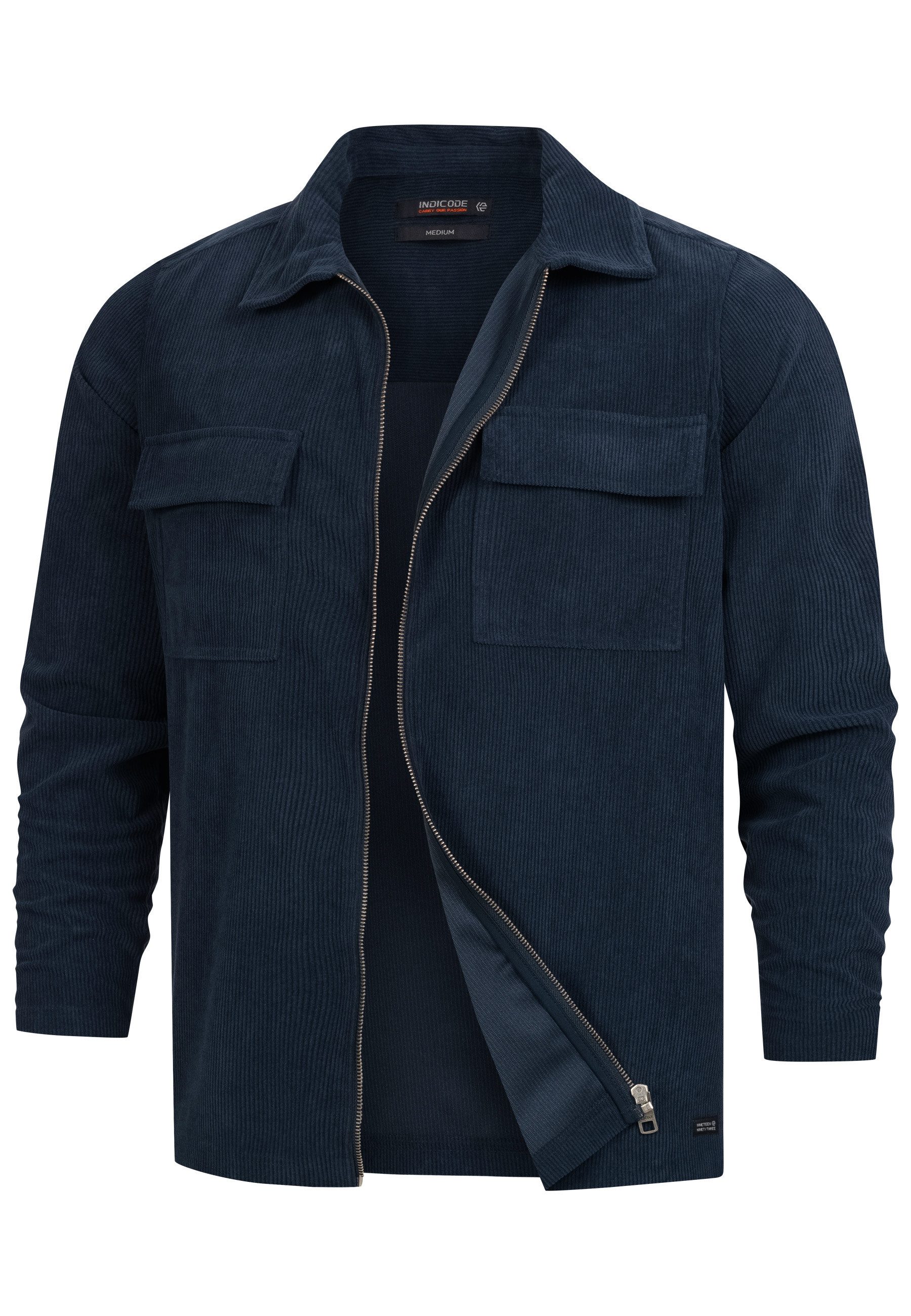 Indicode Langarmhemd Herren INNemoto Zip Herrenhemd Langarm Leichtes Zip-He günstig online kaufen