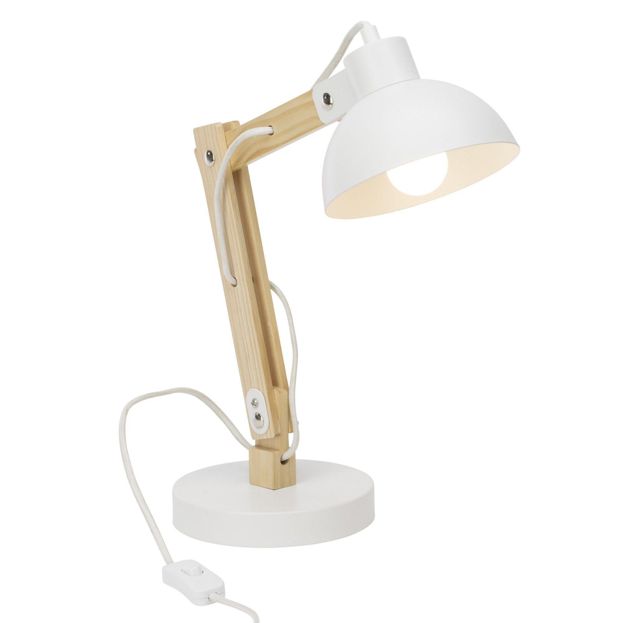 Lightbox Leuchtmittel, 42 Holz Tischleuchte, cm flexibel / einstellbar, Höhe, Schreibtischlampe, ohne Metall