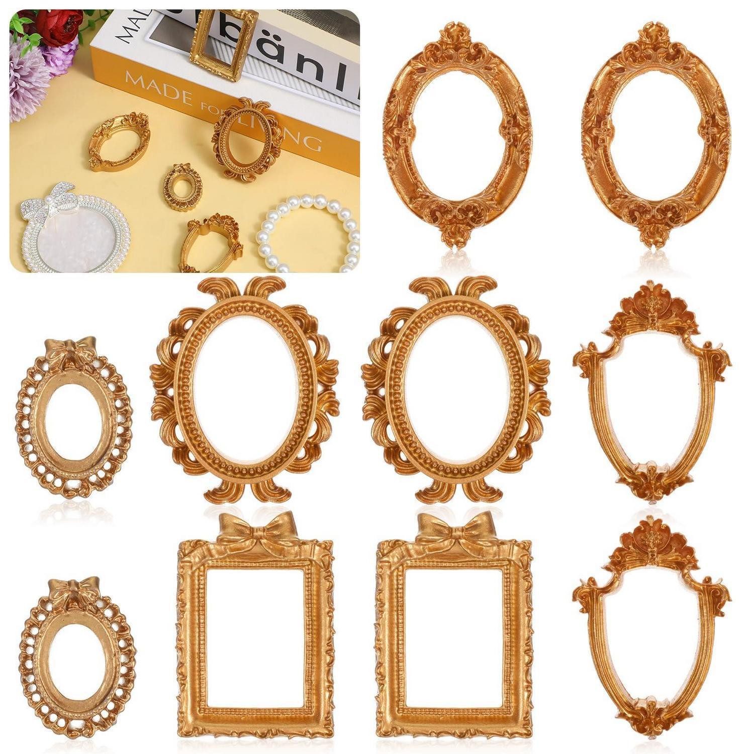 LuxusKollektion Bilderrahmen zum Basteln Mini Bilderrahmen Gold Vintage 10 Stück, (10 St)